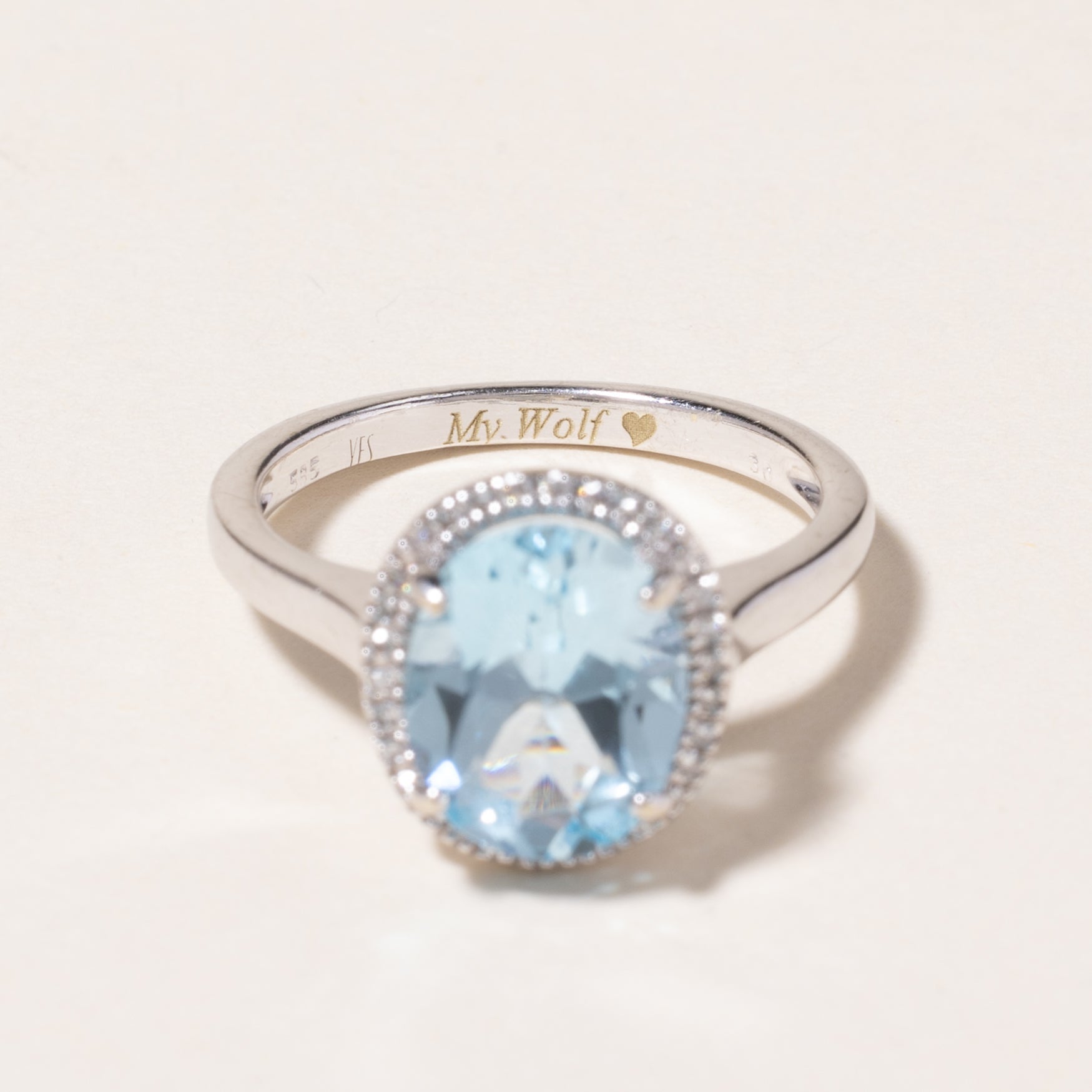 14K White Gold Halo Topaz Ring | 2.79ct, 0.15ctw | SZ 5.25 |