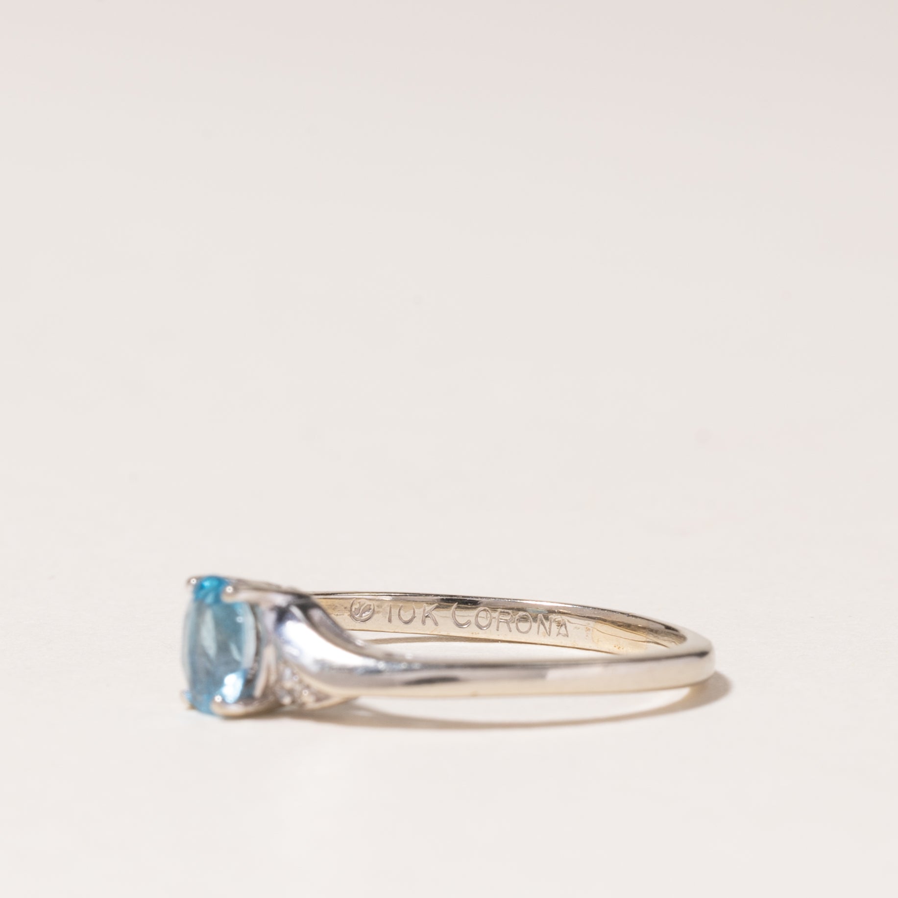 10K White Gold Topaz & Diamond Ring | 0.34ct, 0.01ctw | SZ 5 |