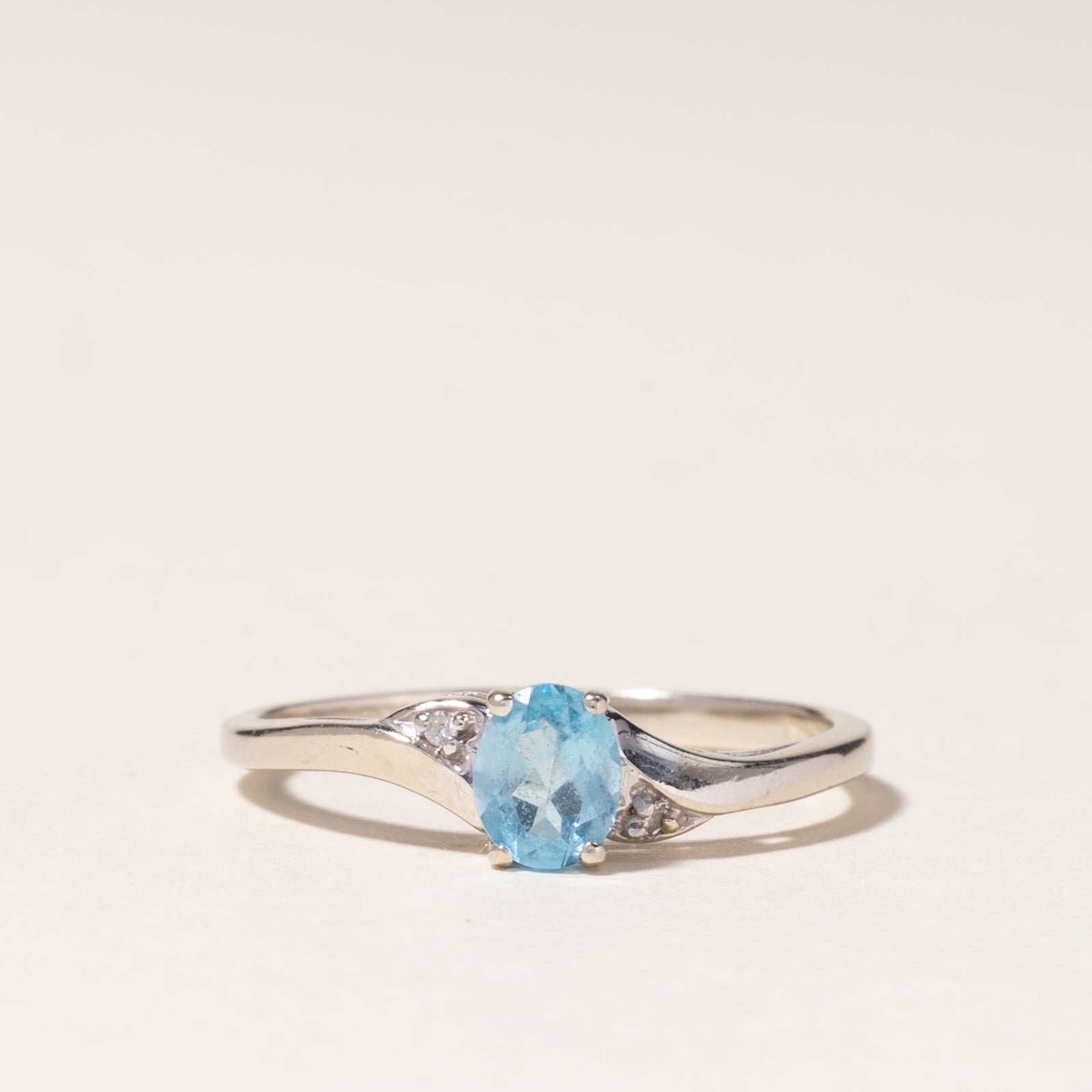 10K White Gold Topaz & Diamond Ring | 0.34ct, 0.01ctw | SZ 5 |