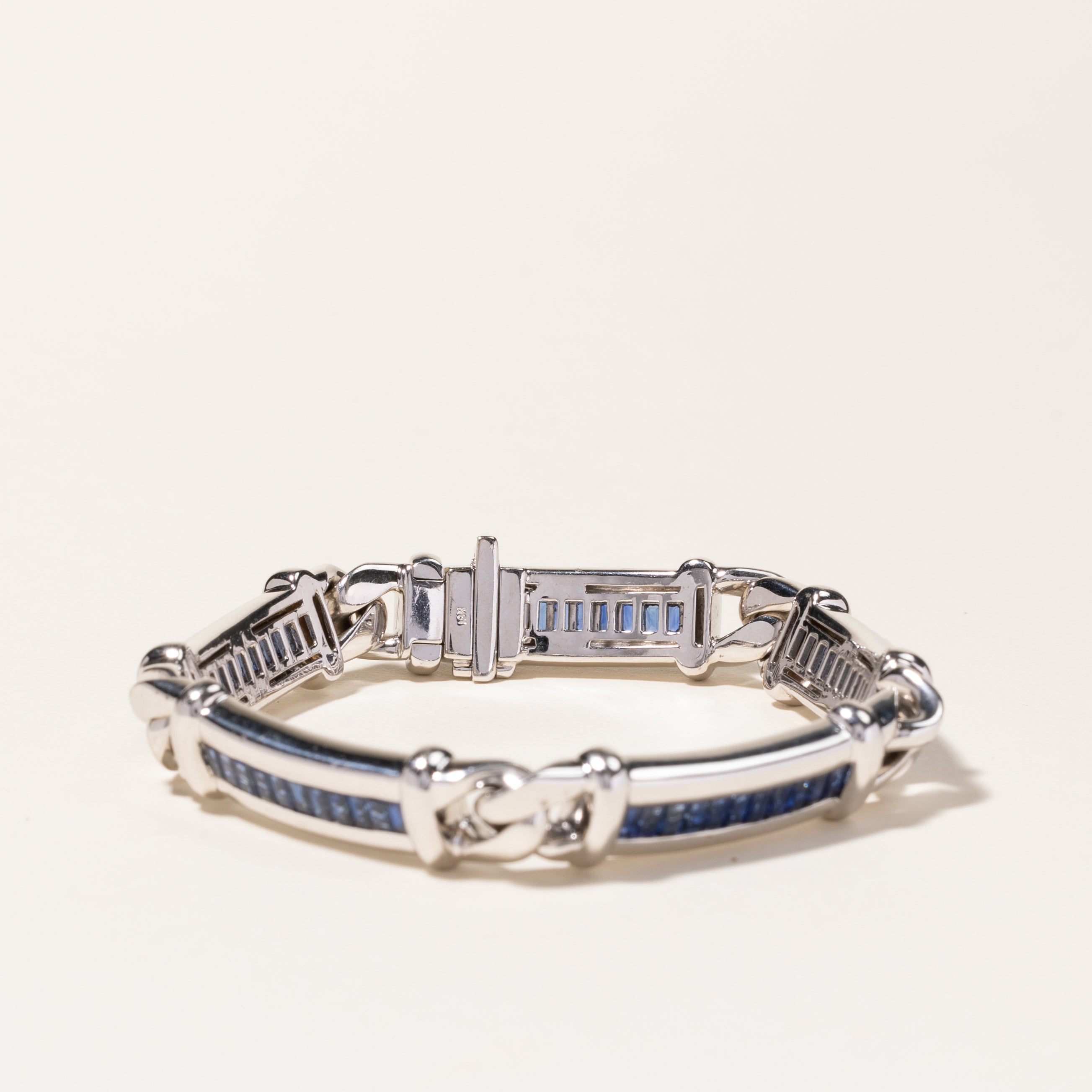 18K White Gold Channel Set Sapphire Link Bracelet | 5.50ctw | 7.5"