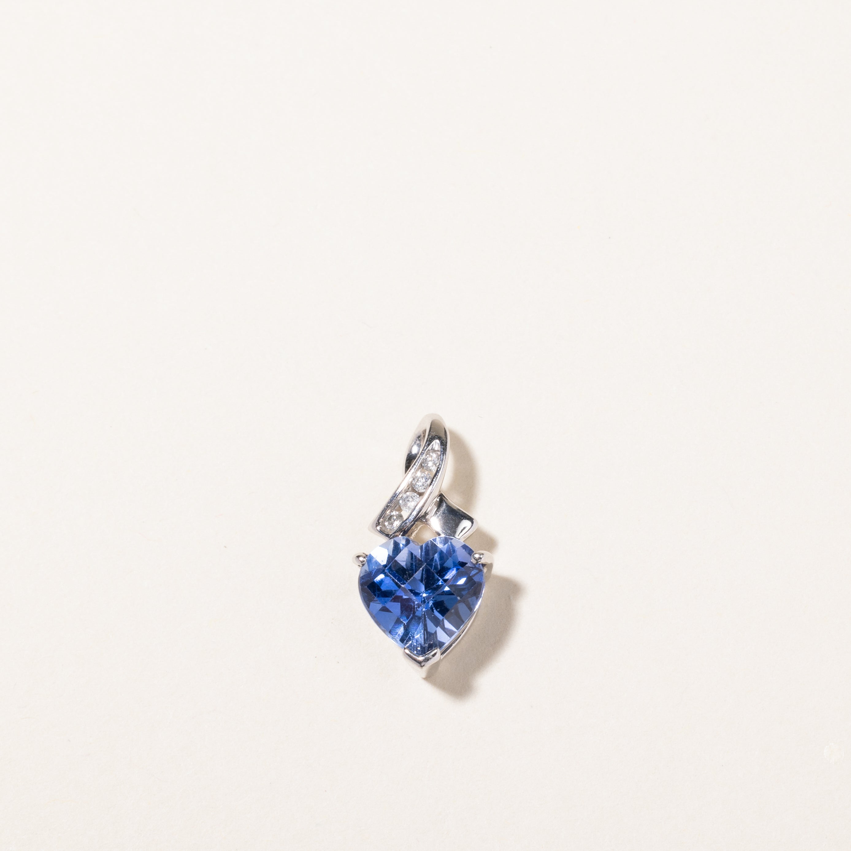 10K Sapphire & Diamond Heart Pendant | 4.04ct, 0.04ctw