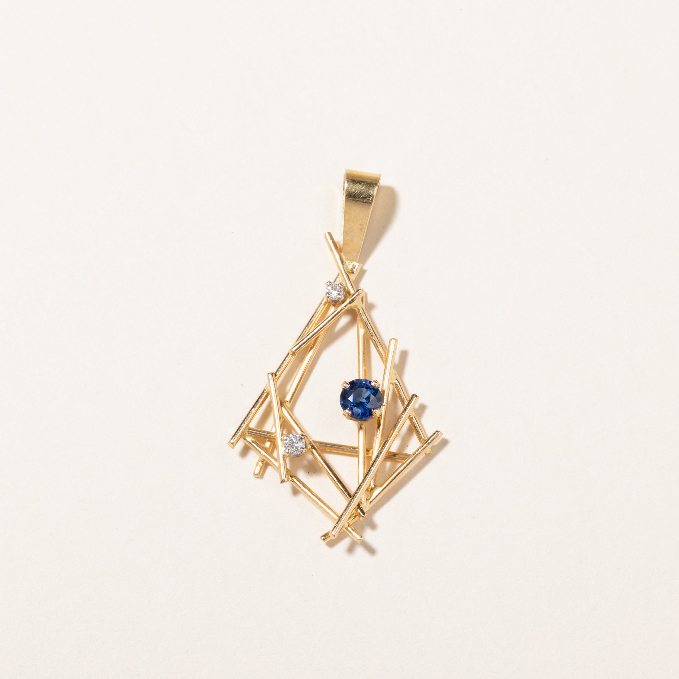 18K Sapphire & Diamond Abstract Pendant | 0.25ct, 0.06ctw