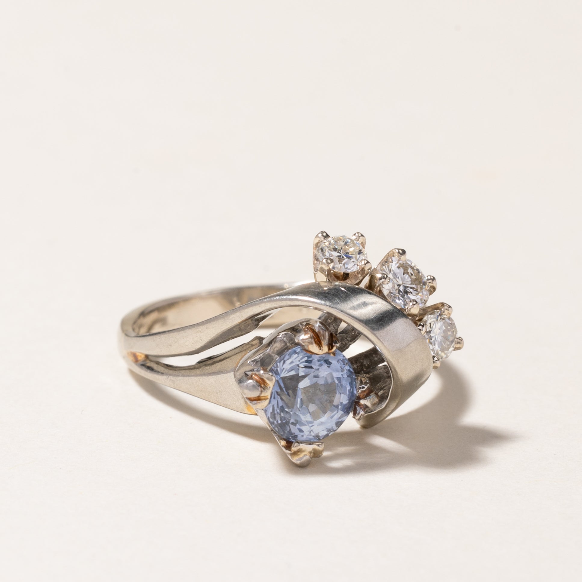 14K Sapphire & Diamond Abstract Ring | 1.19ct, 0.34ctw | SZ 6.5