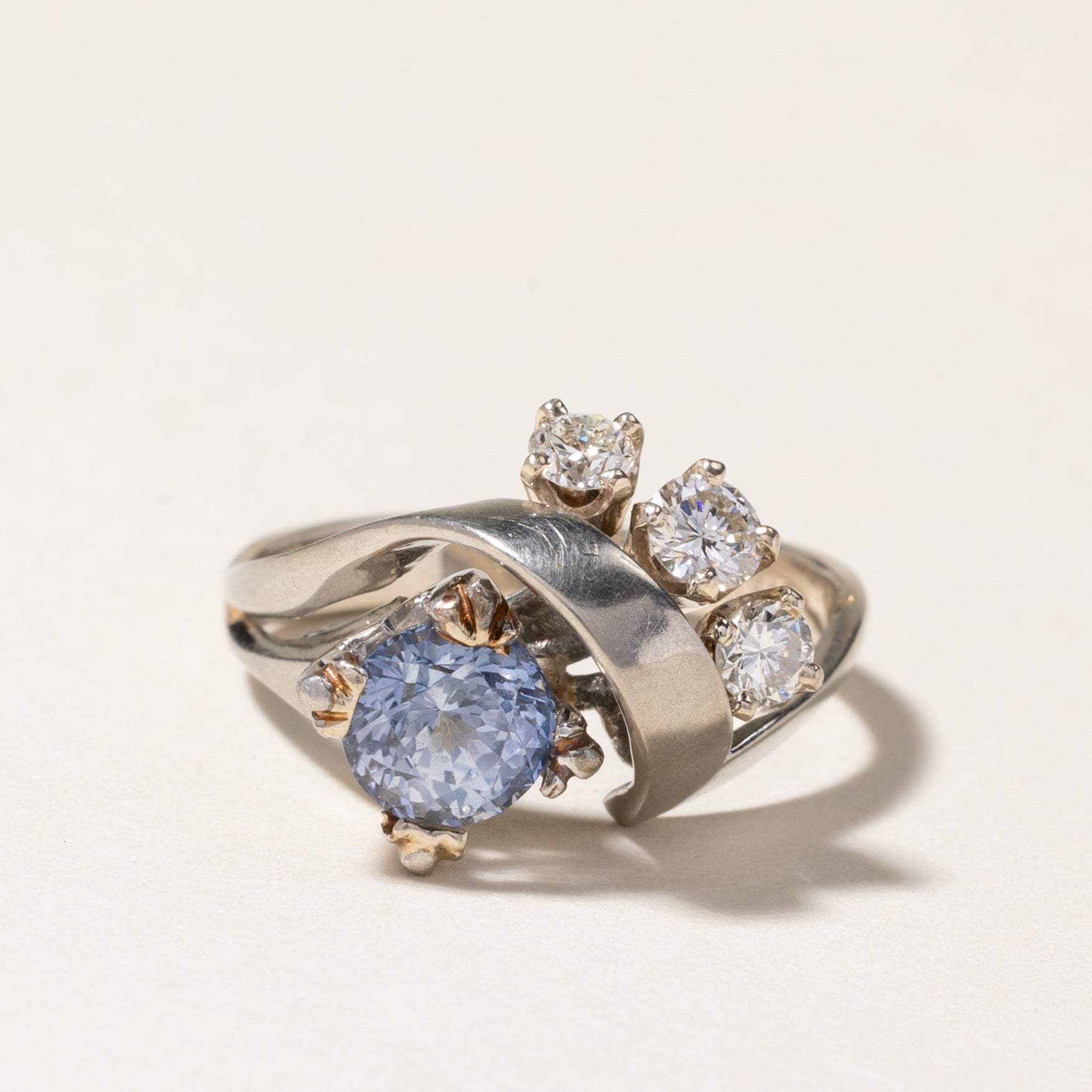 14K Sapphire & Diamond Abstract Ring | 1.19ct, 0.34ctw | SZ 6.5
