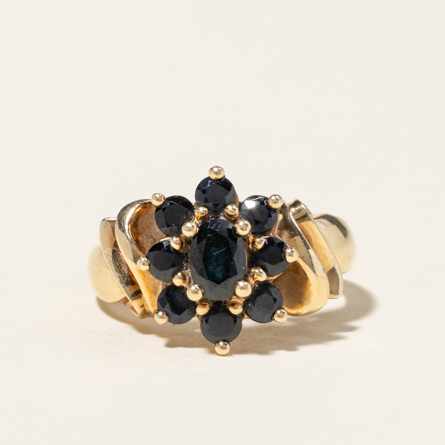 10K Yellow Gold Sapphire Petal Cocktail Ring | 1.69ctw | 6.25
