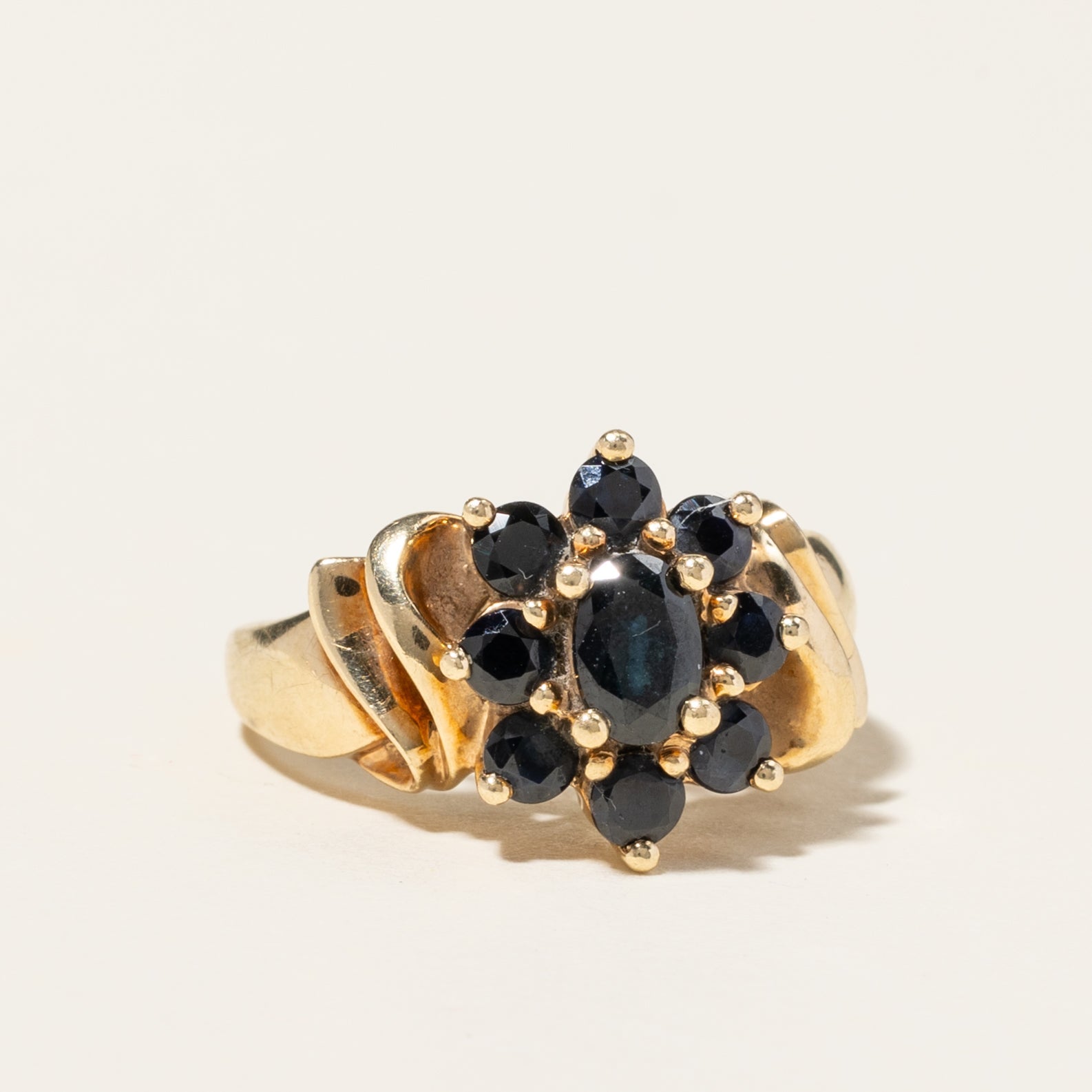 10K Yellow Gold Sapphire Petal Cocktail Ring | 1.69ctw | 6.25