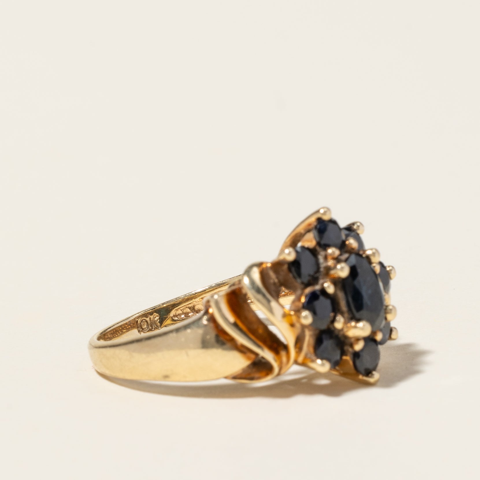10K Yellow Gold Sapphire Petal Cocktail Ring | 1.69ctw | 6.25