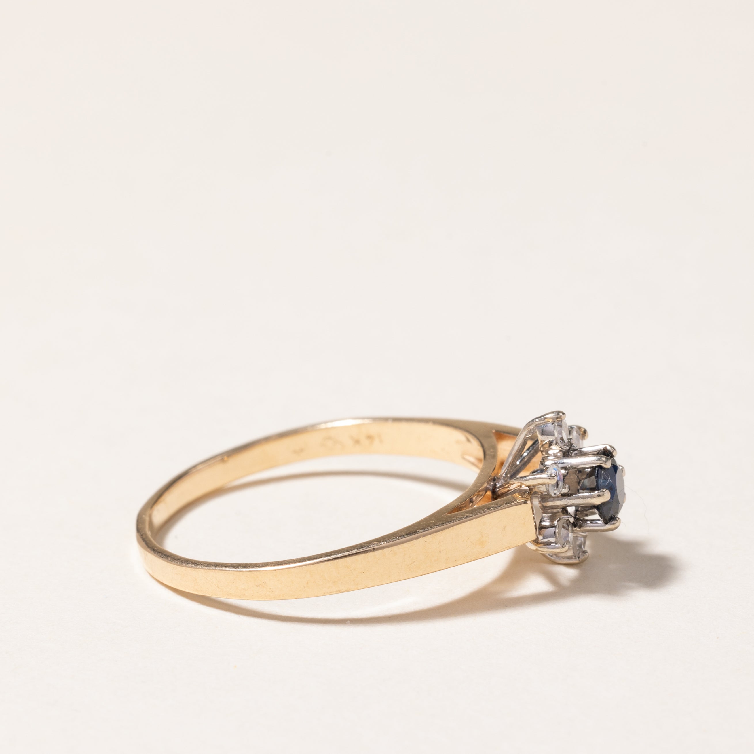 14K Blue Sapphire & Diamond Petal Ring | 0.24ct, 0.08ctw | SZ 8.5