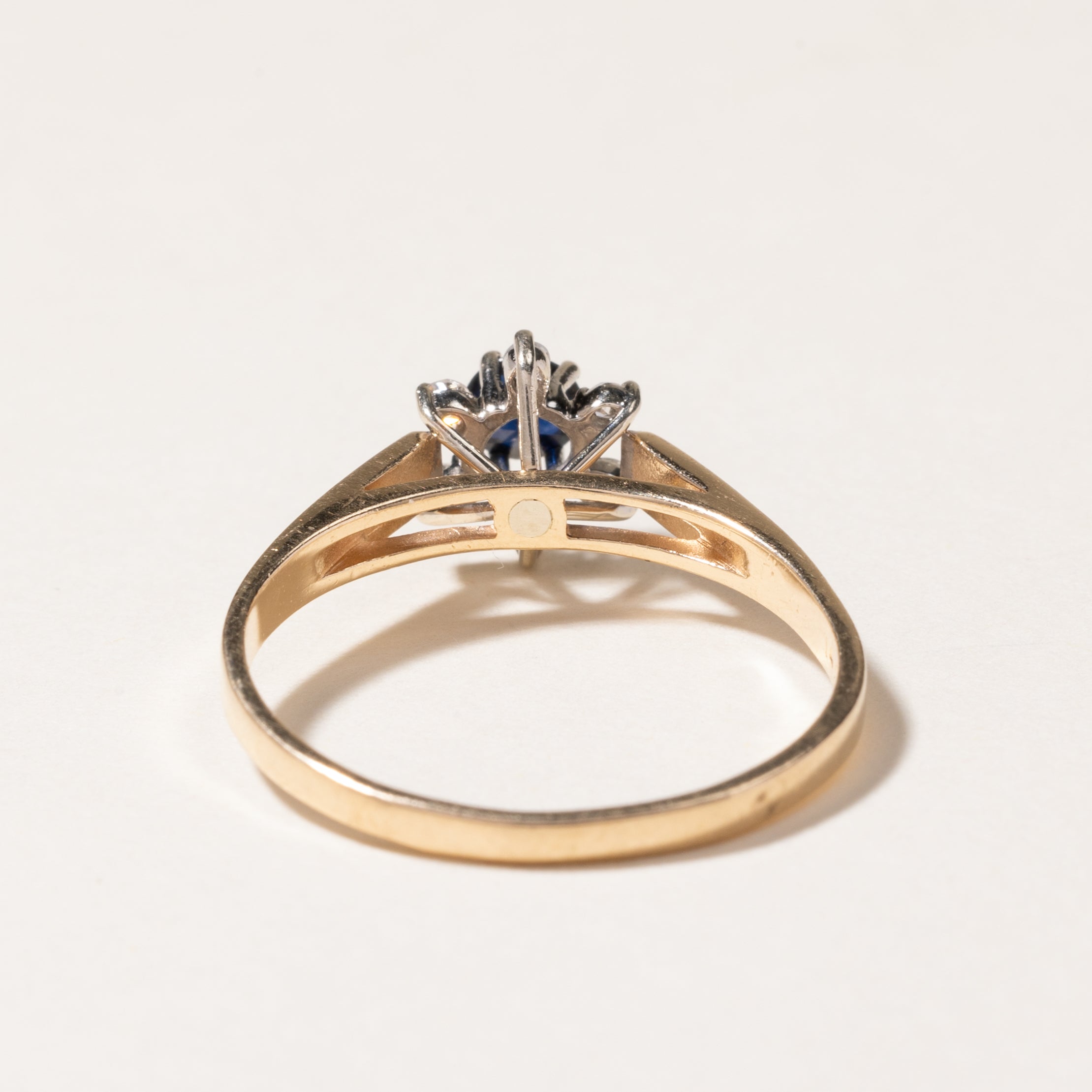 14K Blue Sapphire & Diamond Petal Ring | 0.24ct, 0.08ctw | SZ 8.5