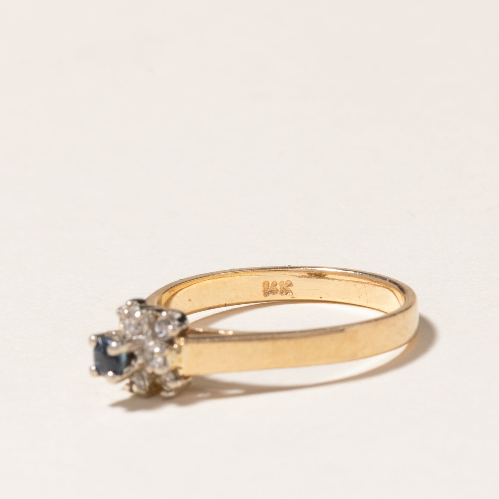 14K Sapphire & Diamond Halo Ring | 0.08ct, 0.12ctw | SZ 5