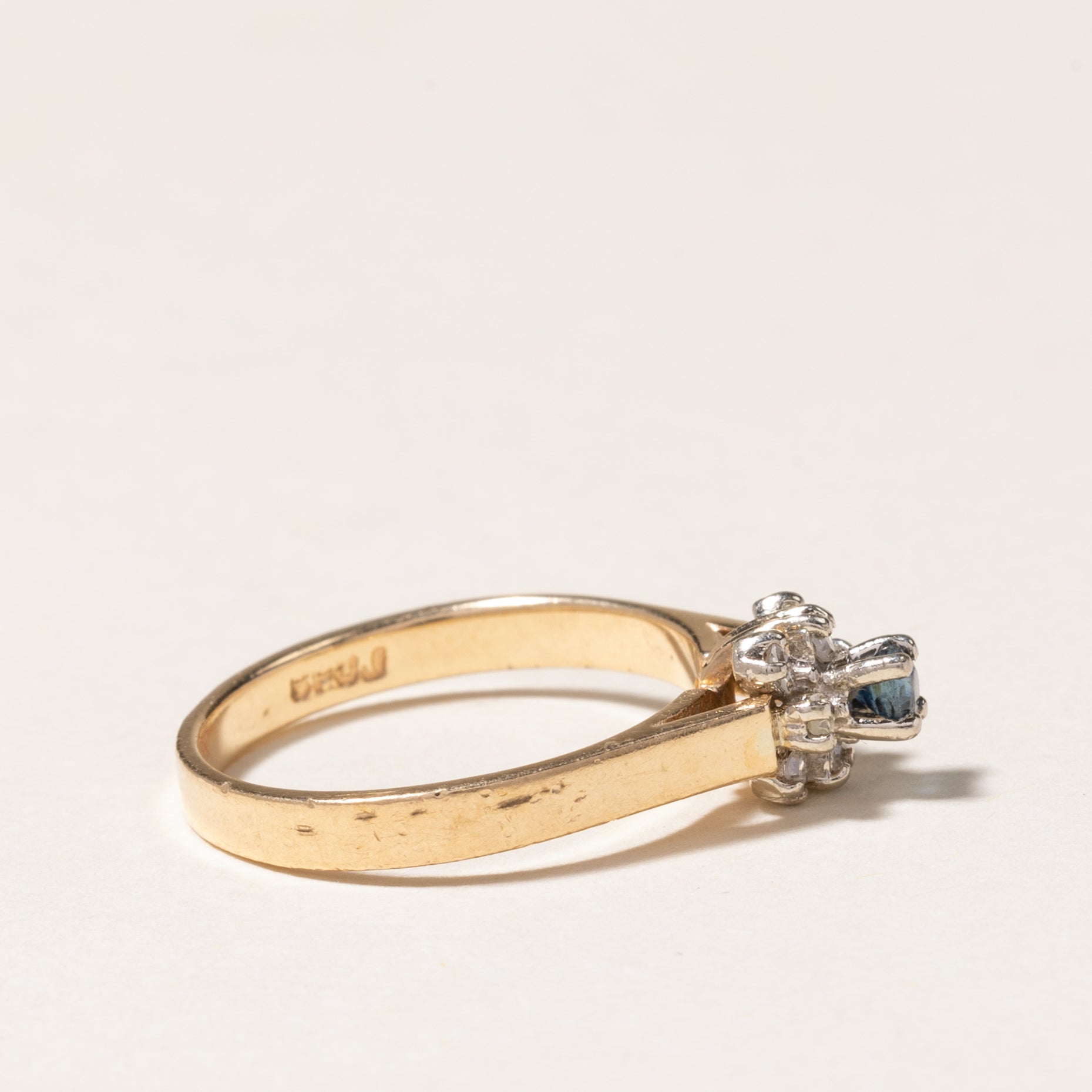14K Sapphire & Diamond Halo Ring | 0.08ct, 0.12ctw | SZ 5