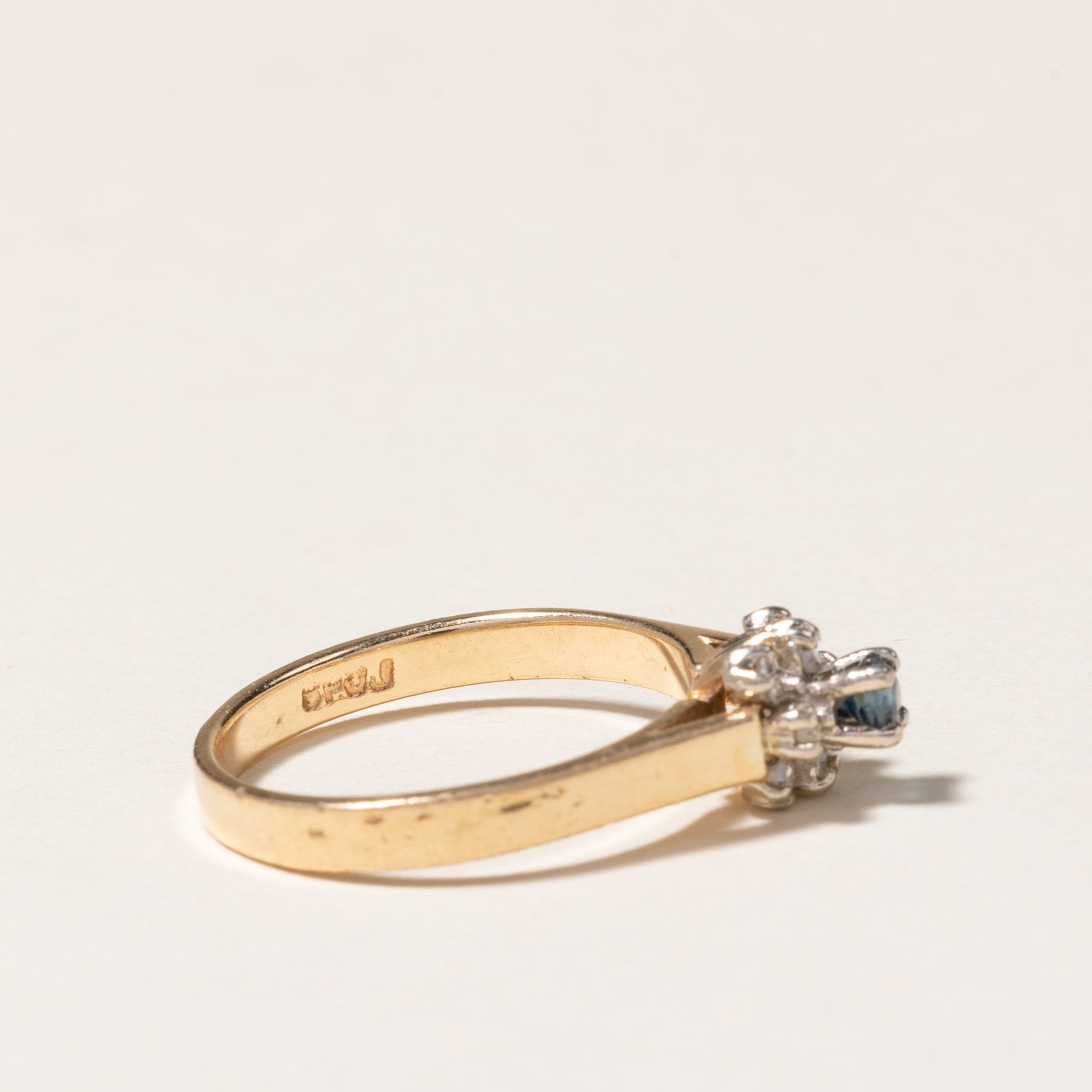 14K Sapphire & Diamond Halo Ring | 0.08ct, 0.12ctw | SZ 5