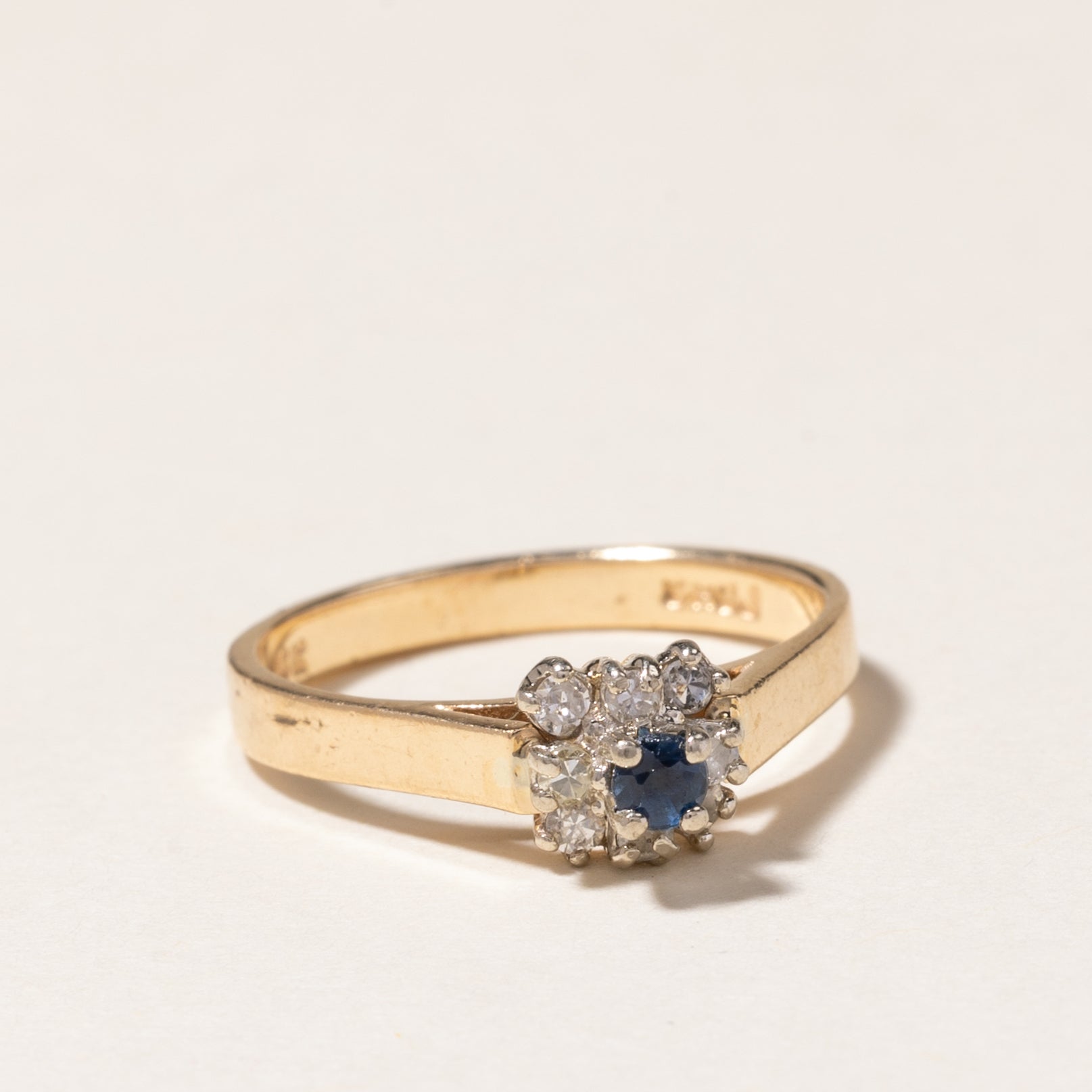 14K Sapphire & Diamond Halo Ring | 0.08ct, 0.12ctw | SZ 5