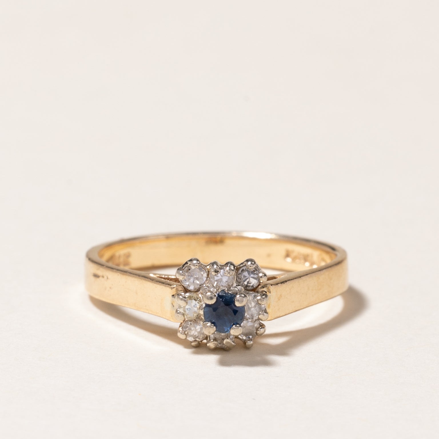14K Sapphire & Diamond Halo Ring | 0.08ct, 0.12ctw | SZ 5