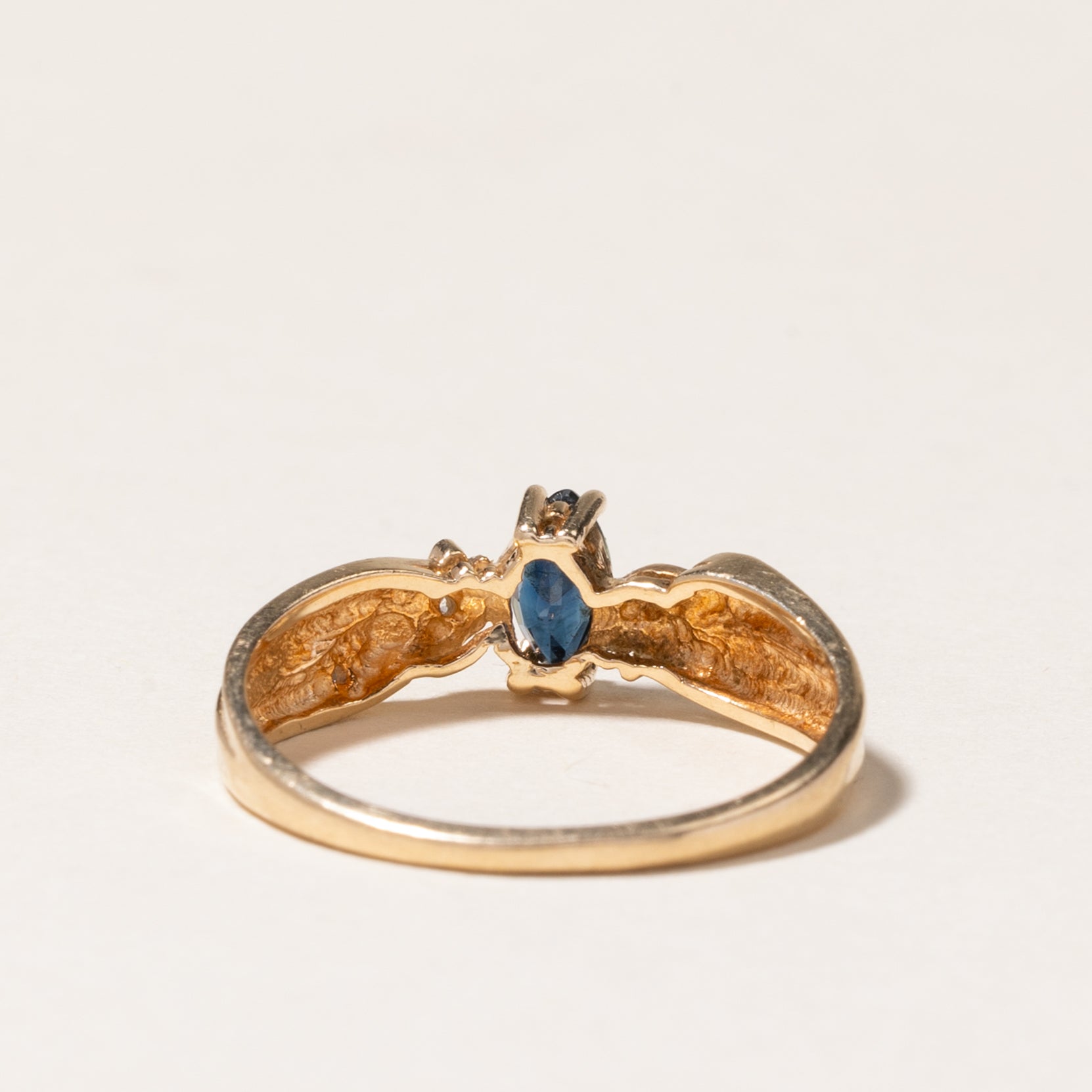 10K Marquise Cut Sapphire & Diamond Ring | 0.26ct, 0.02ctw | 5.5