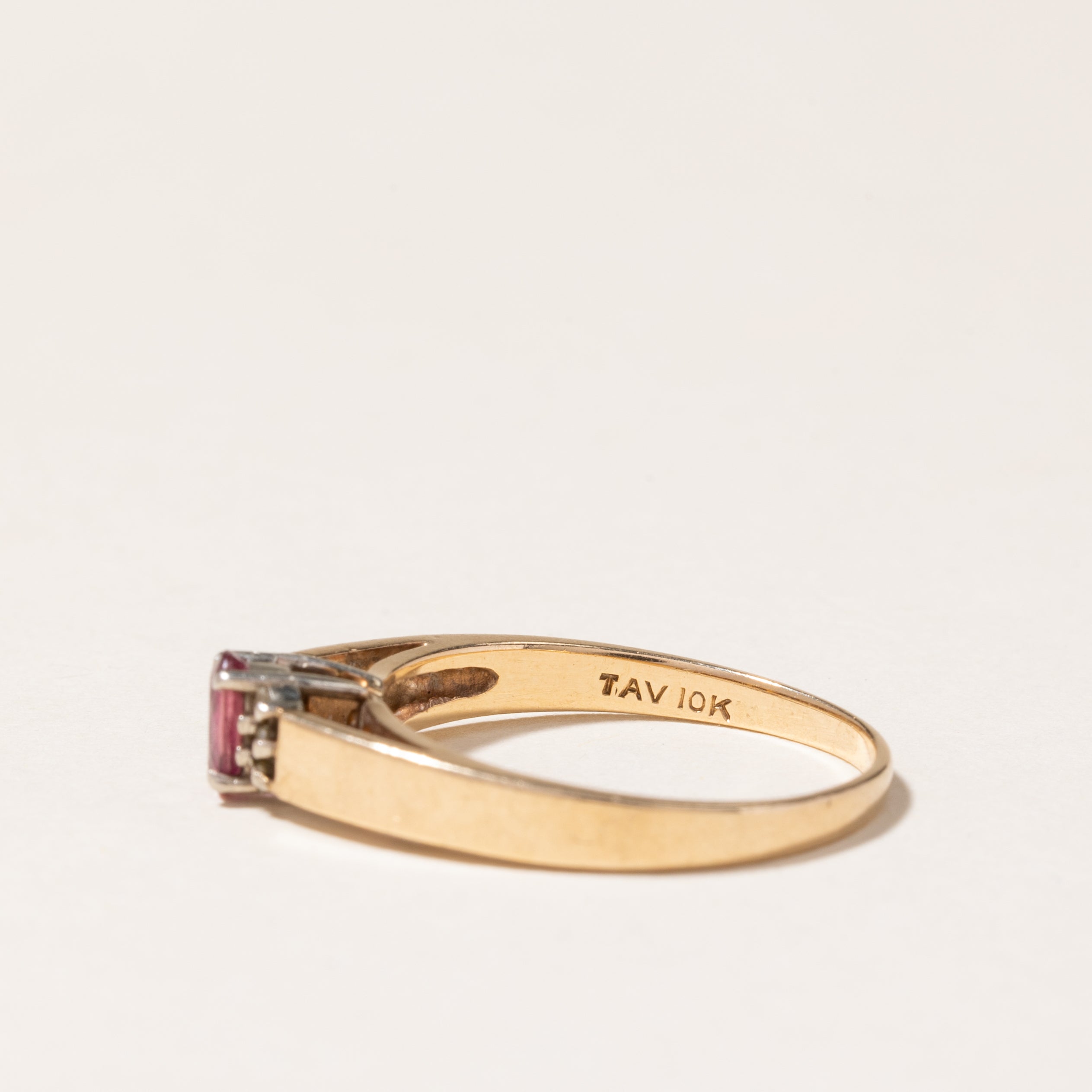 10K Oval Cut Ruby Ruby & Diamond Ring | 0.20ct, 0.03ctw | SZ 6.5