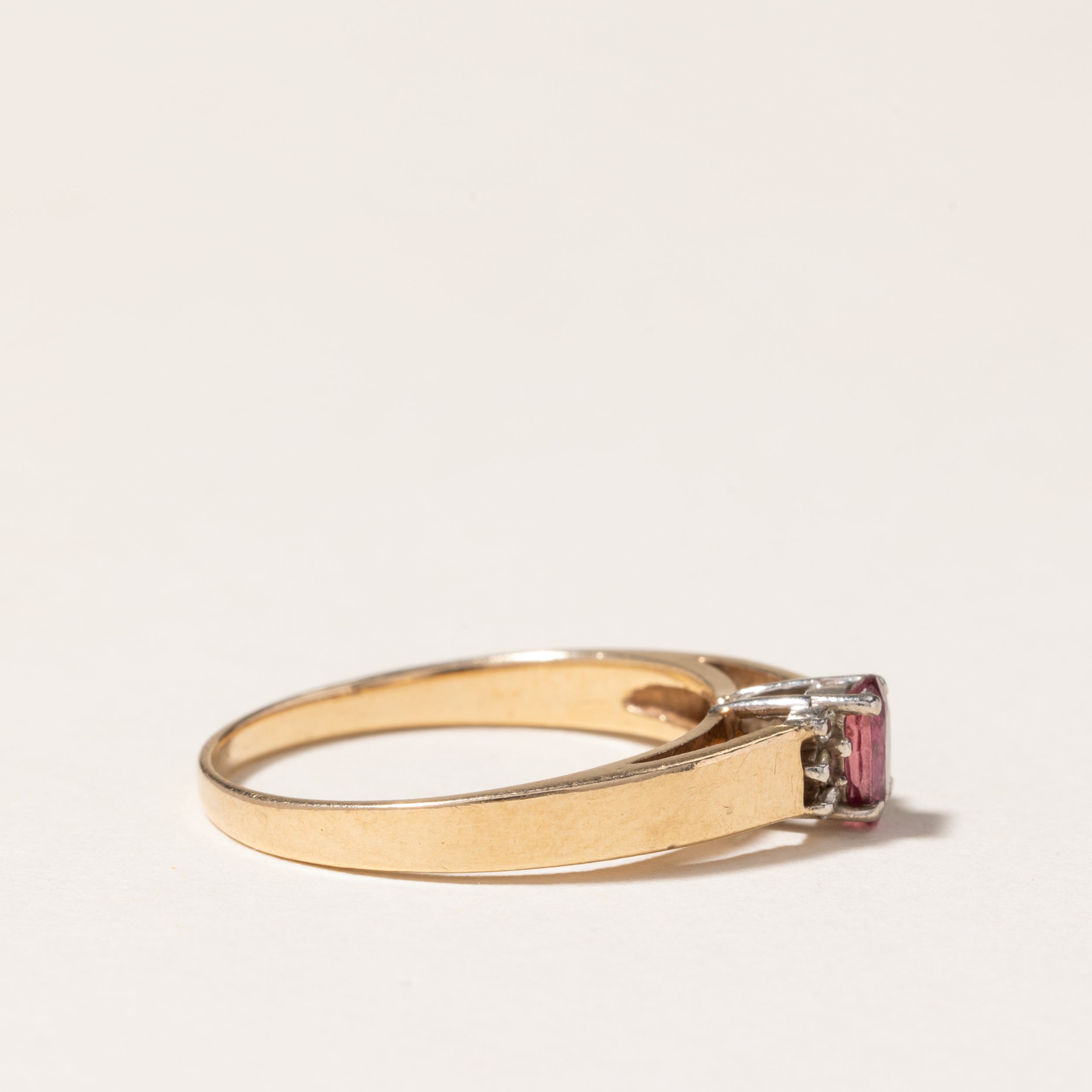 10K Oval Cut Ruby Ruby & Diamond Ring | 0.20ct, 0.03ctw | SZ 6.5