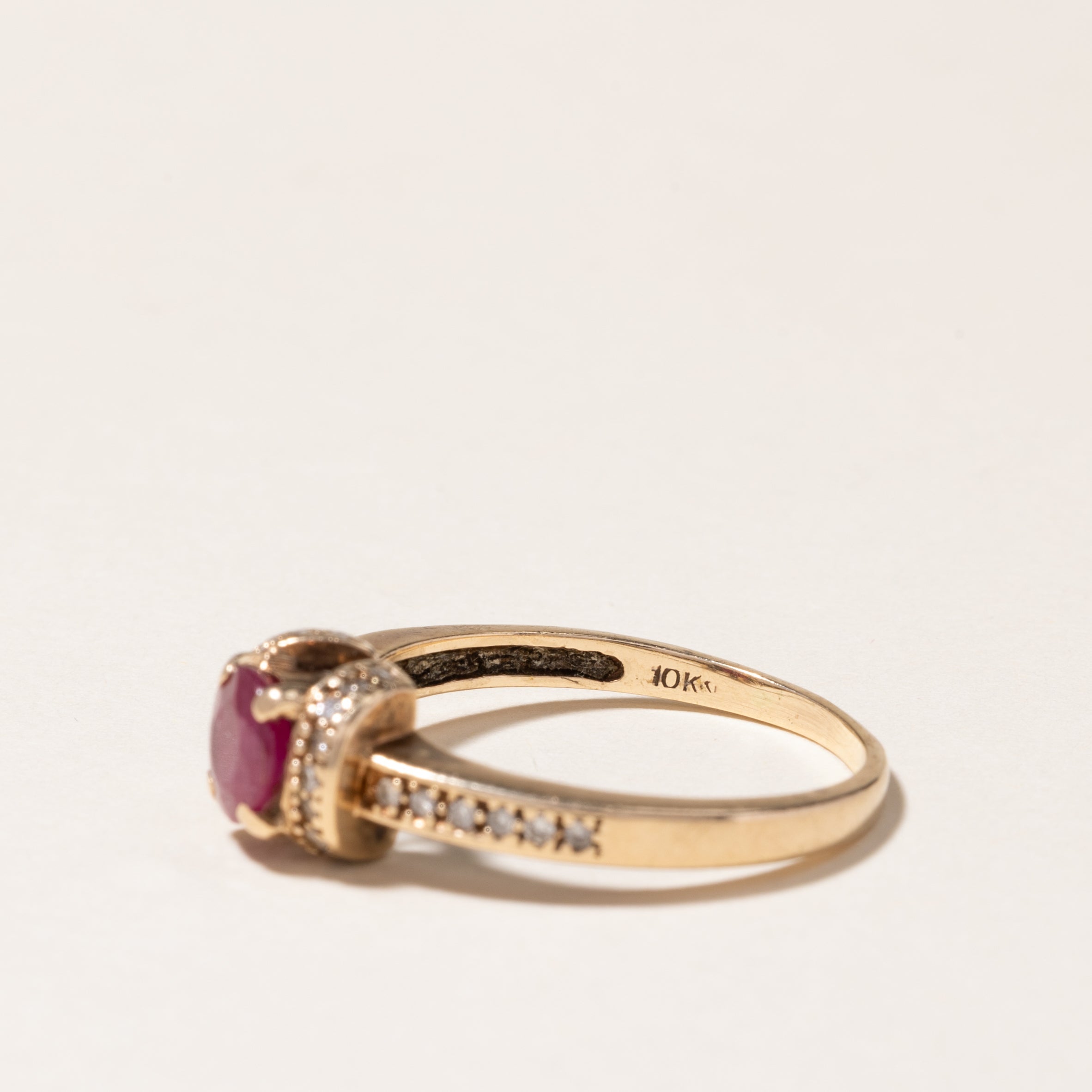 10K Ruby & Diamond Ring | 1.00ct, 0.15ctw | SZ 9.25
