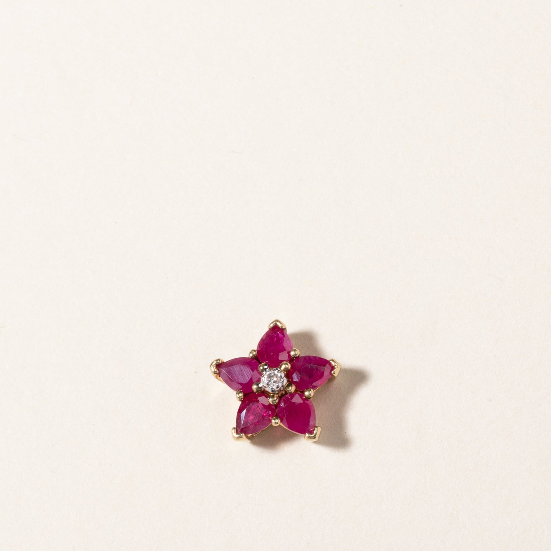 10K Synthetic Ruby & Diamond Star Pendant | 0.70ctw, 0.007ctw