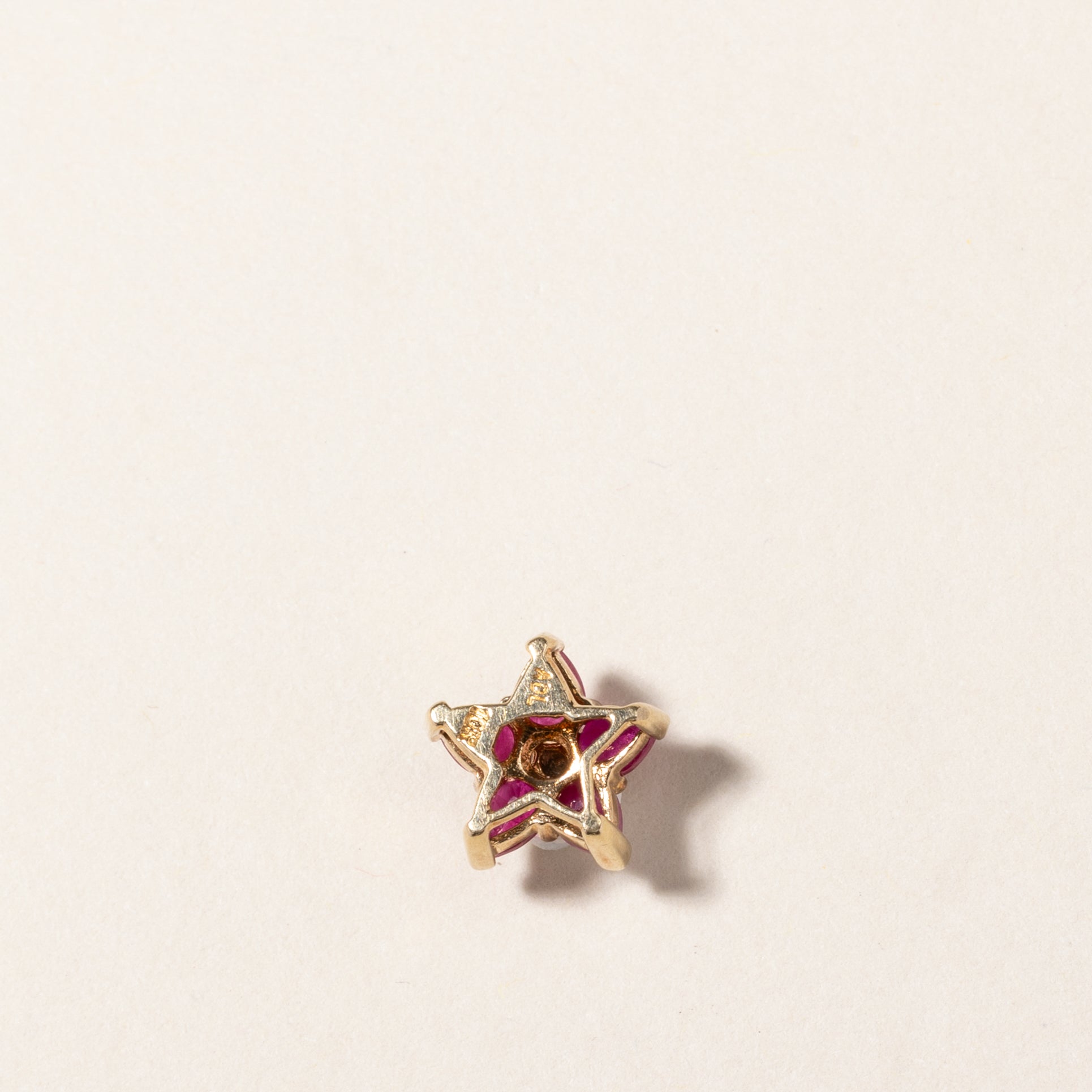 10K Synthetic Ruby & Diamond Star Pendant | 0.70ctw, 0.007ctw