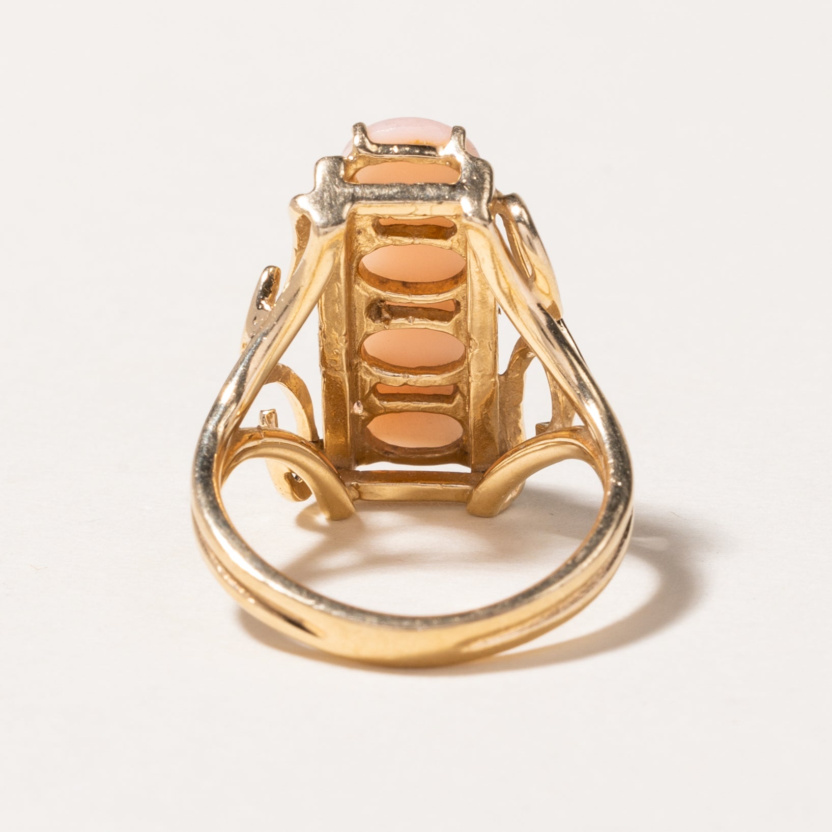 14K Four Stone Light Pink Coral Column Ring | 0.76ctw | SZ 6