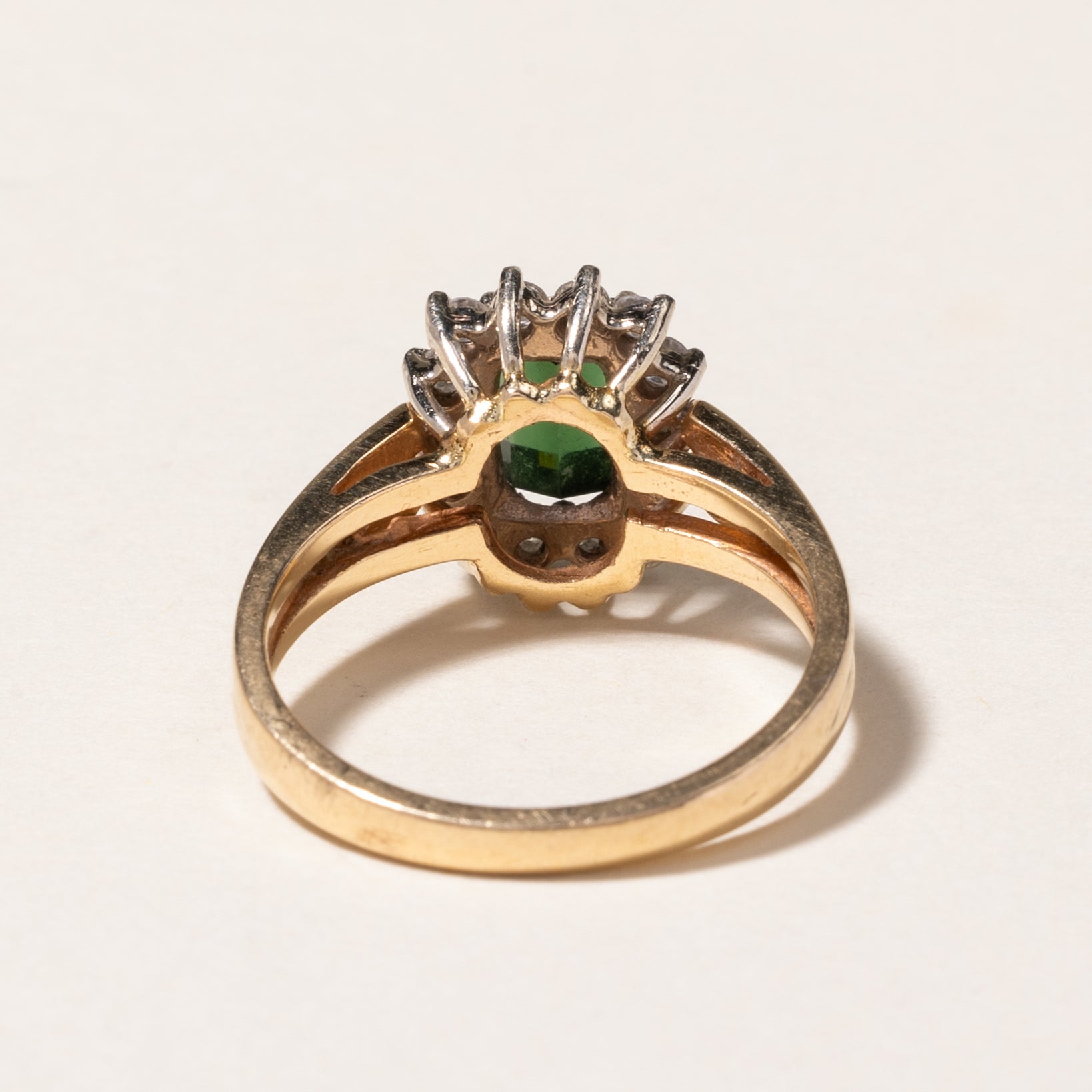 14K Green Tourmaline & Diamond Petal Ring | 1.00ct, 0.33ctw | SZ 6.25