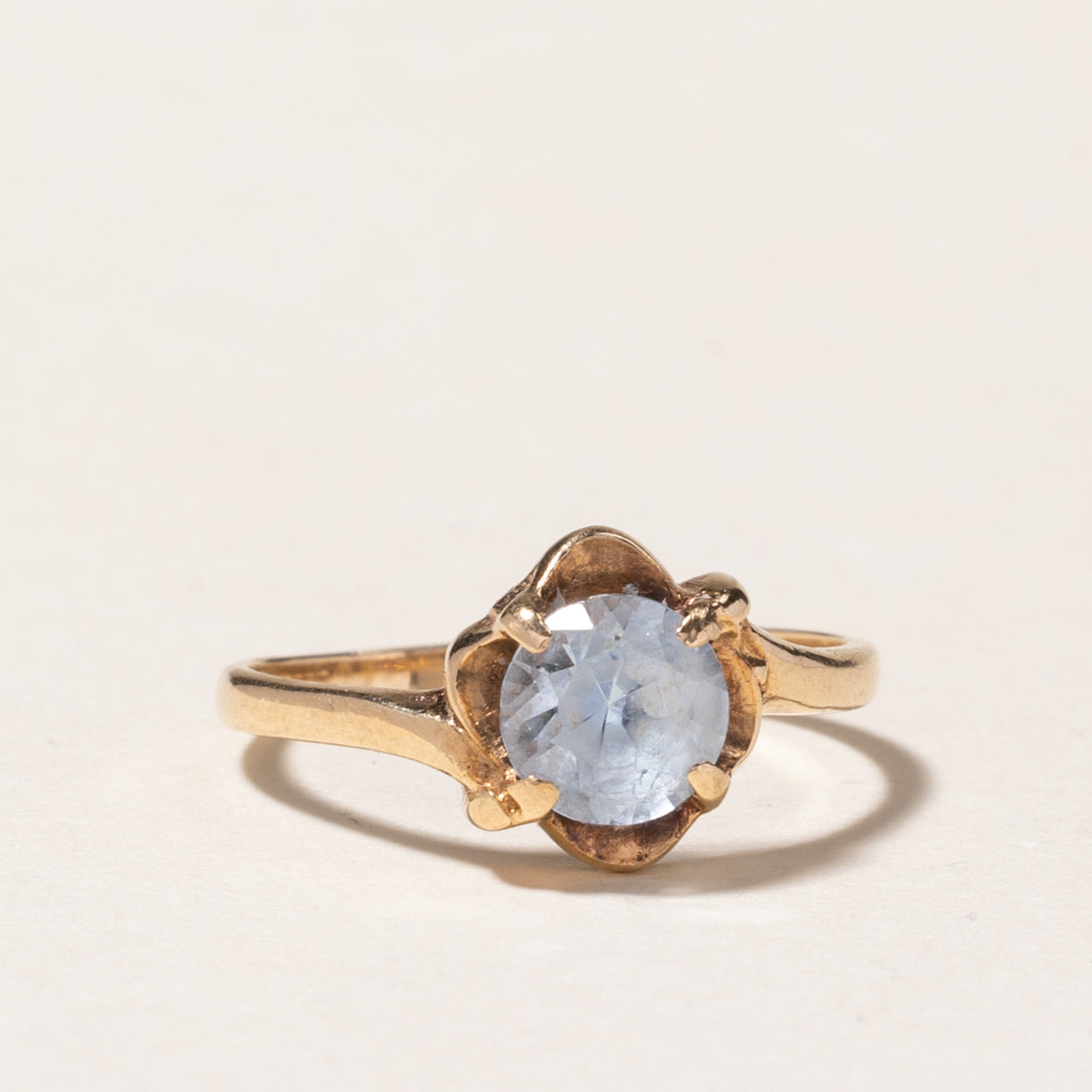 10K Round Cut Aquamarine Ring | 0.65ct | SZ 4.75