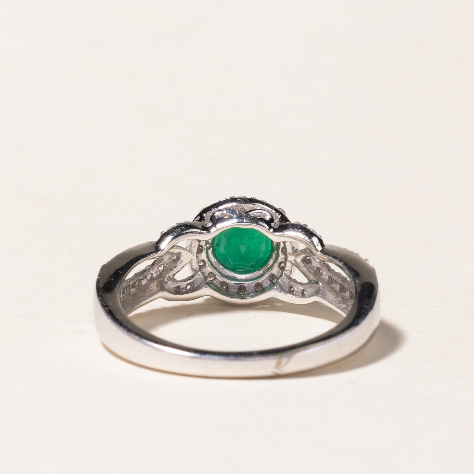 10k Emerald & Diamond Halo Ring | 0.59ct, 0.23ctw | SZ 6.5