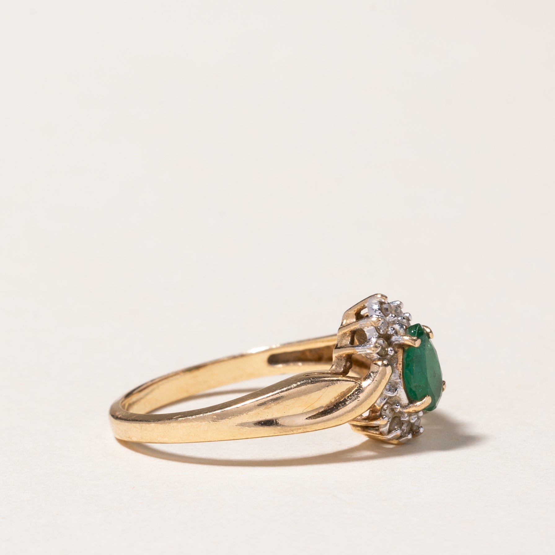 10k Yellow Gold Emerald & Diamond Ring | 0.38ct, 0.055ctw| SZ 6