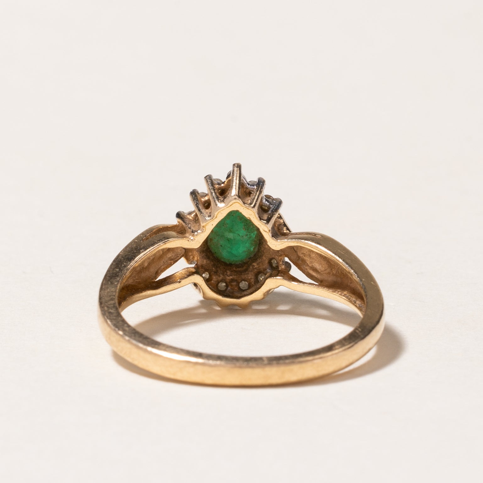 10k Yellow Gold Emerald & Diamond Ring | 0.38ct, 0.055ctw| SZ 6