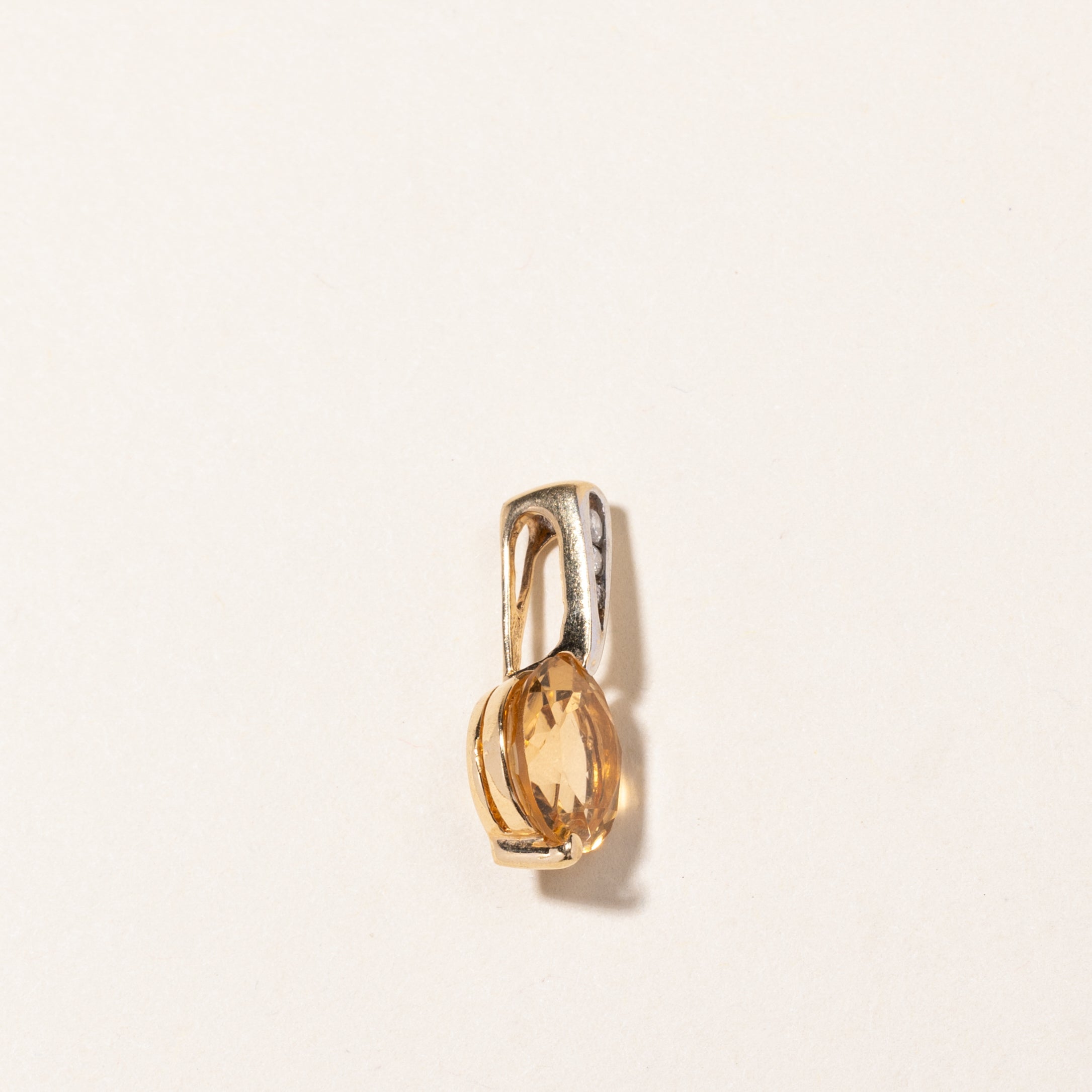 14K Yellow Gold Citrine & Diamond Pendant | 2.55ct, 0.045ctw