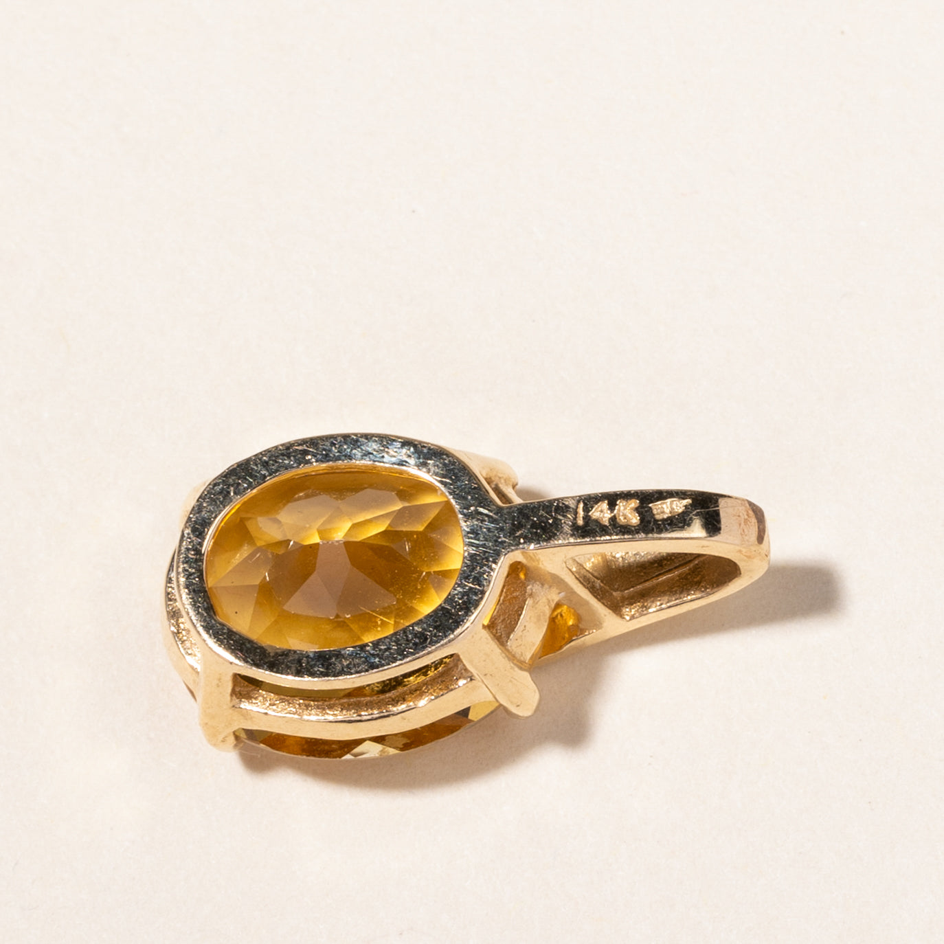 14K Oval Cut Citrine Pendant | 6.71ct