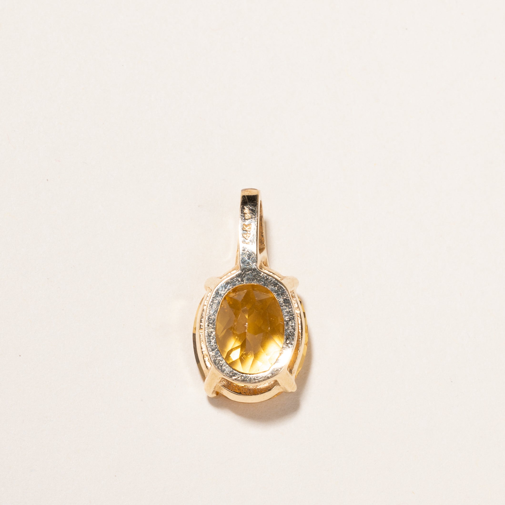 14K Oval Cut Citrine Pendant | 6.71ct