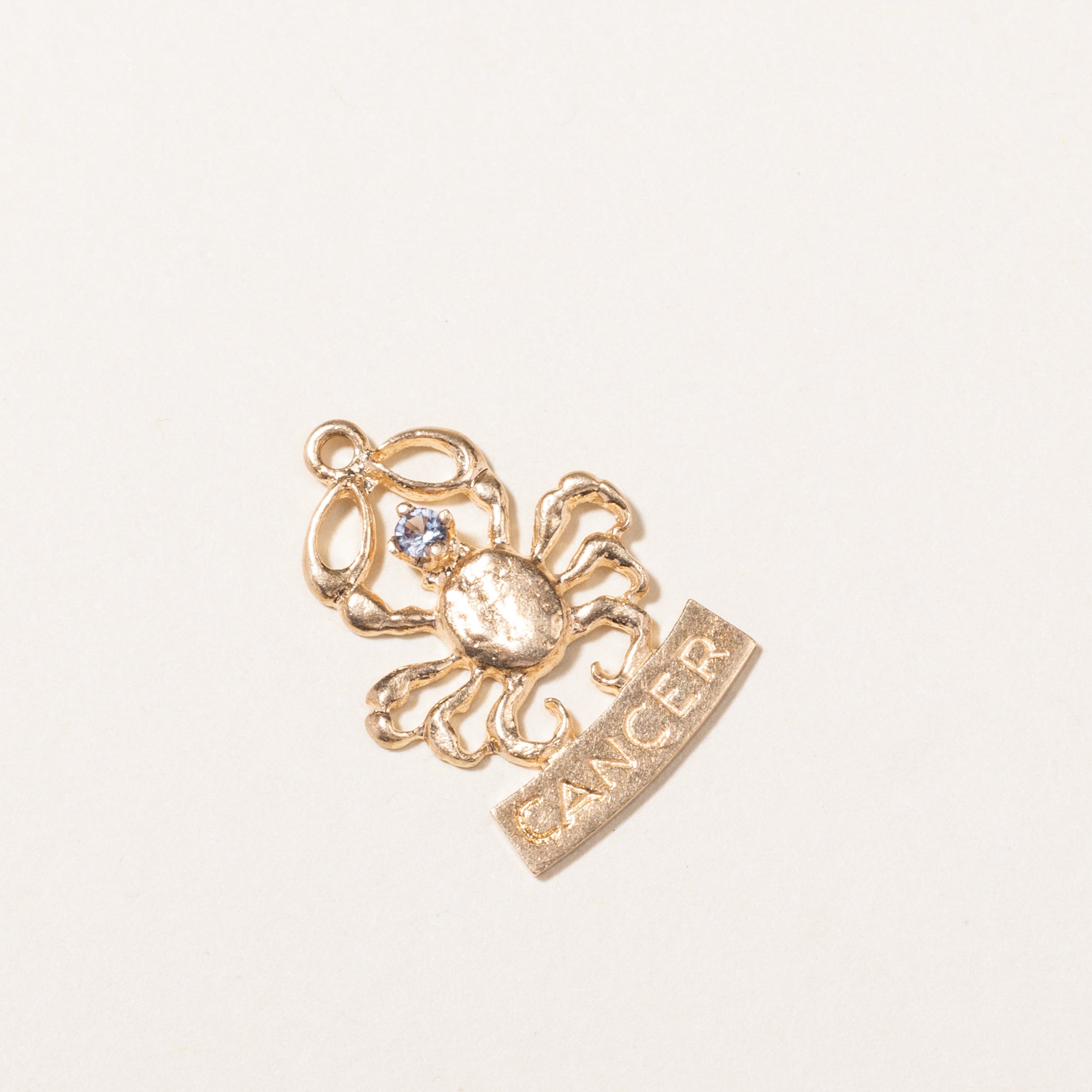 10K Synthetic Alexandrite Cancer Zodiac Pendant | 0.05ct