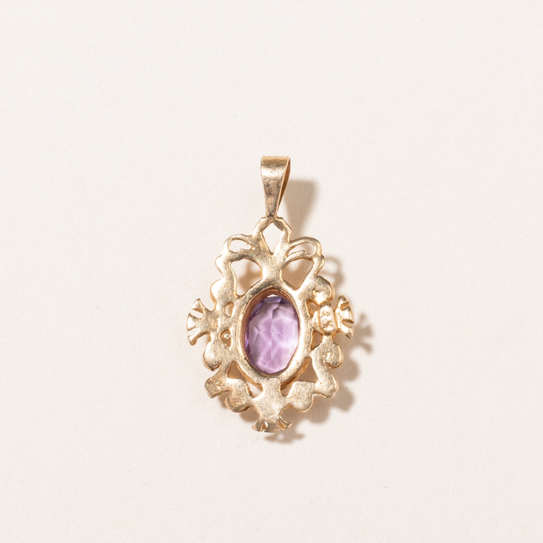 14K Yellow Gold Amethyst Ornate Pendant | 0.60ct