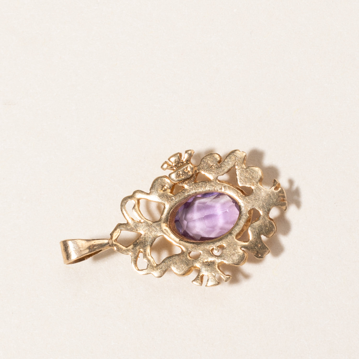 14K Yellow Gold Amethyst Ornate Pendant | 0.60ct