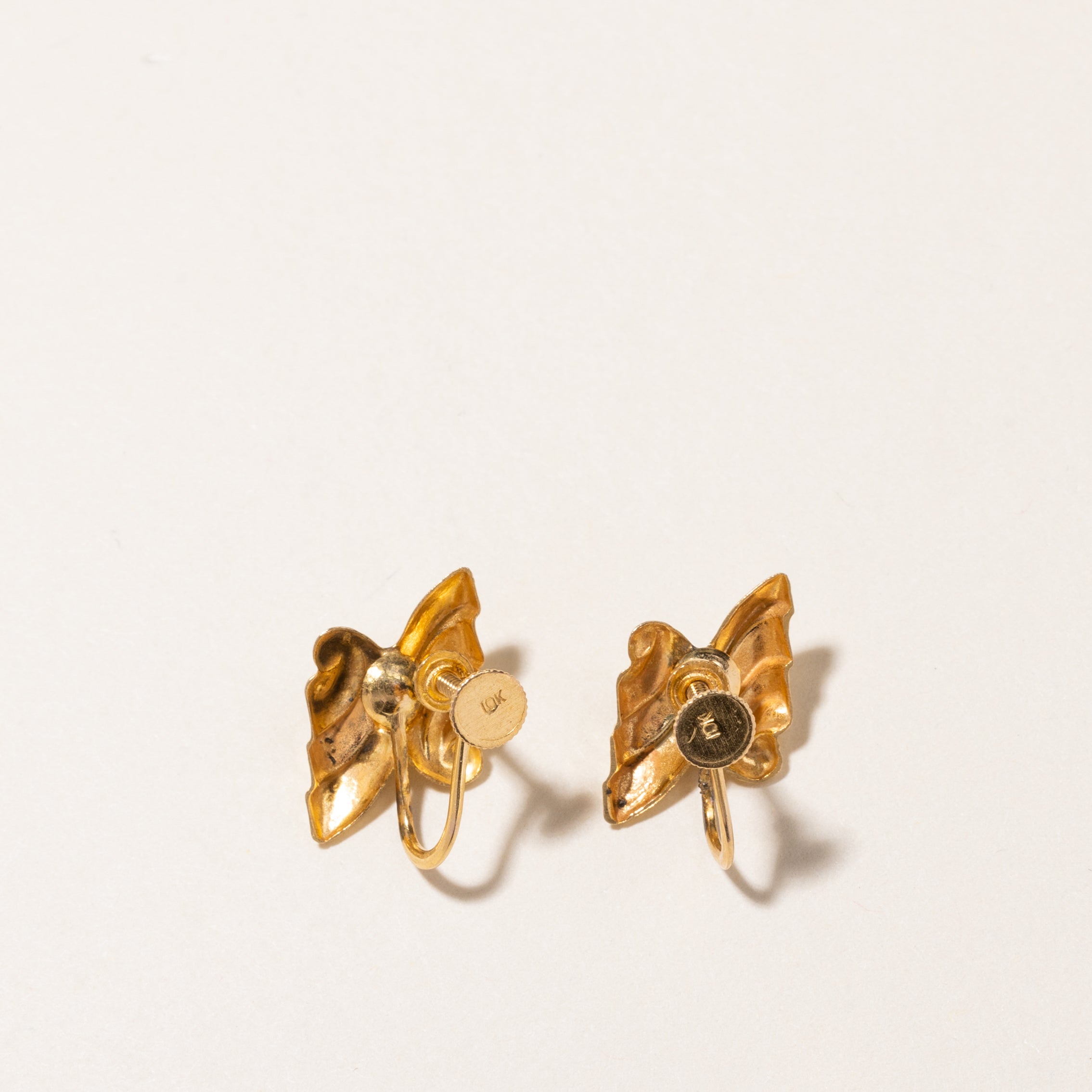 10K Light Blue Stone Abstract Screw Clip On Earrings