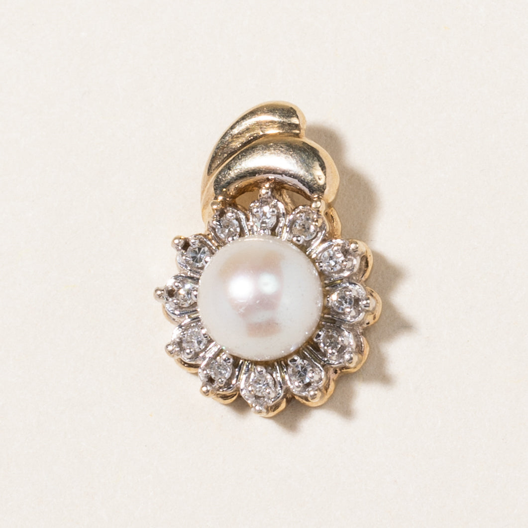 Pearl & Diamond Petal Pendant | 5.5mm, 0.02ctw |