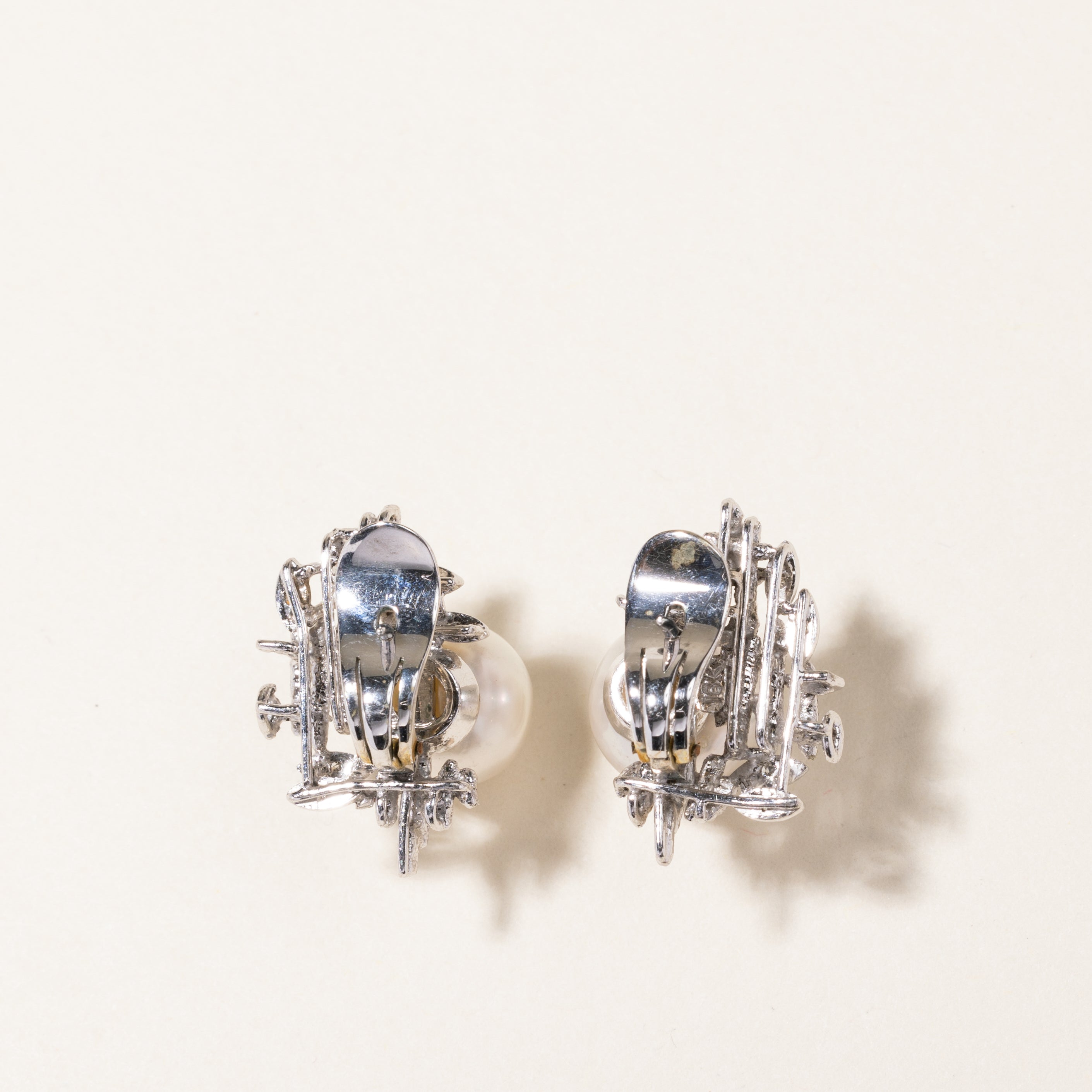 Pearl & Diamond Stud Earrings | 11.00mm, 0.06ctw