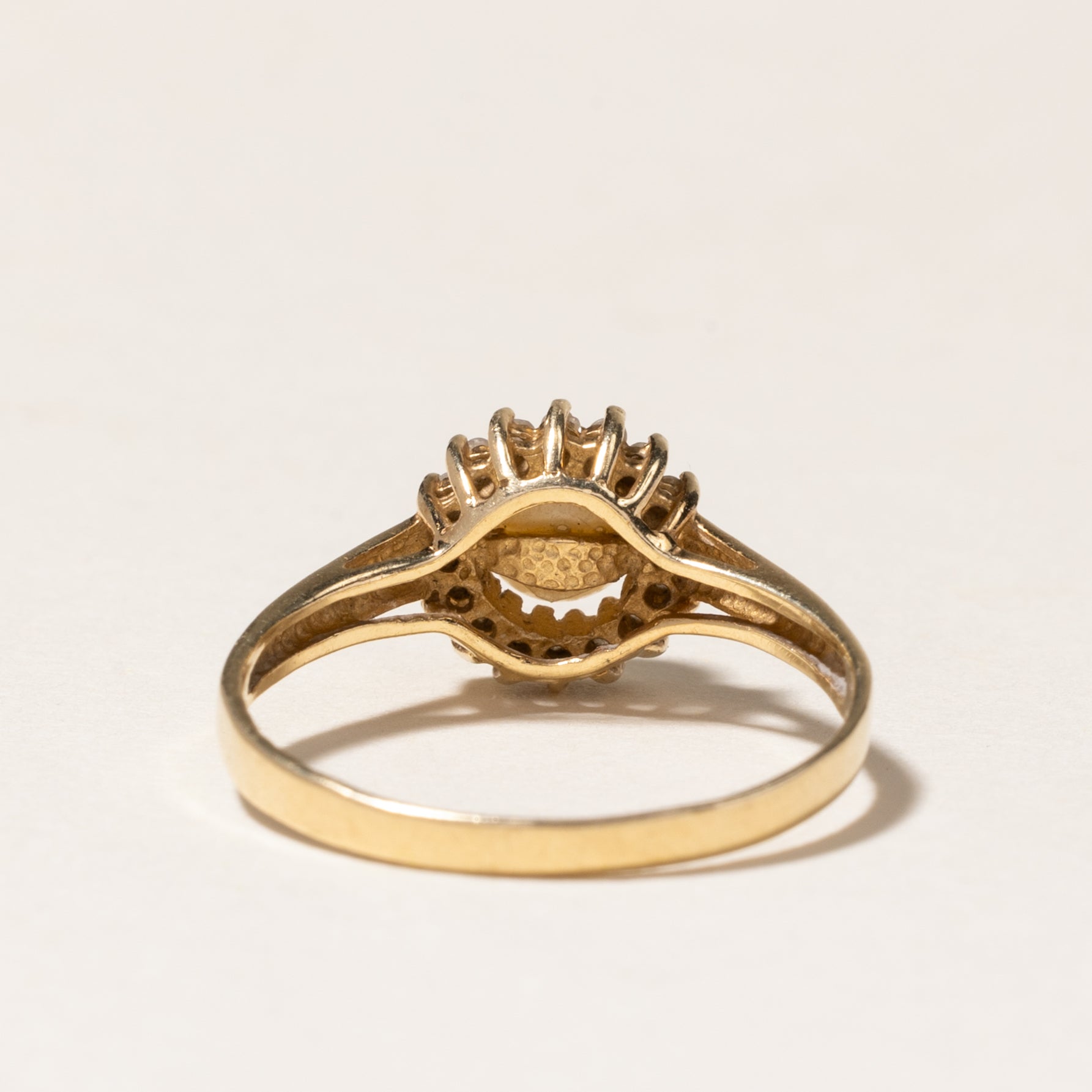 Pearl & Diamond Petal Ring | 5.30mm, 0.08ctw | SZ 7.75