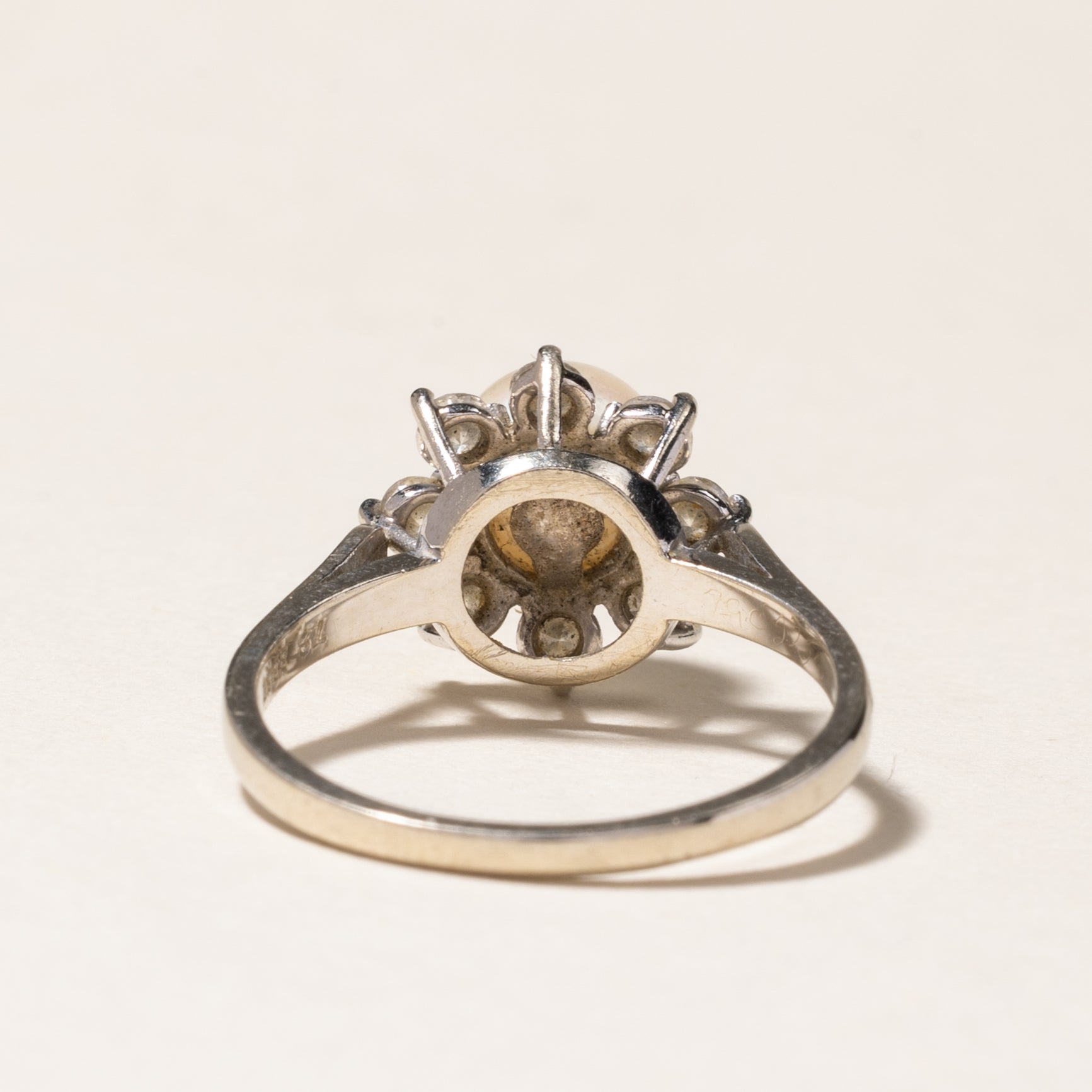'Birks' Pearl & Diamond Petal Halo Ring | 6.60mm, 0.24ctw | SZ 6