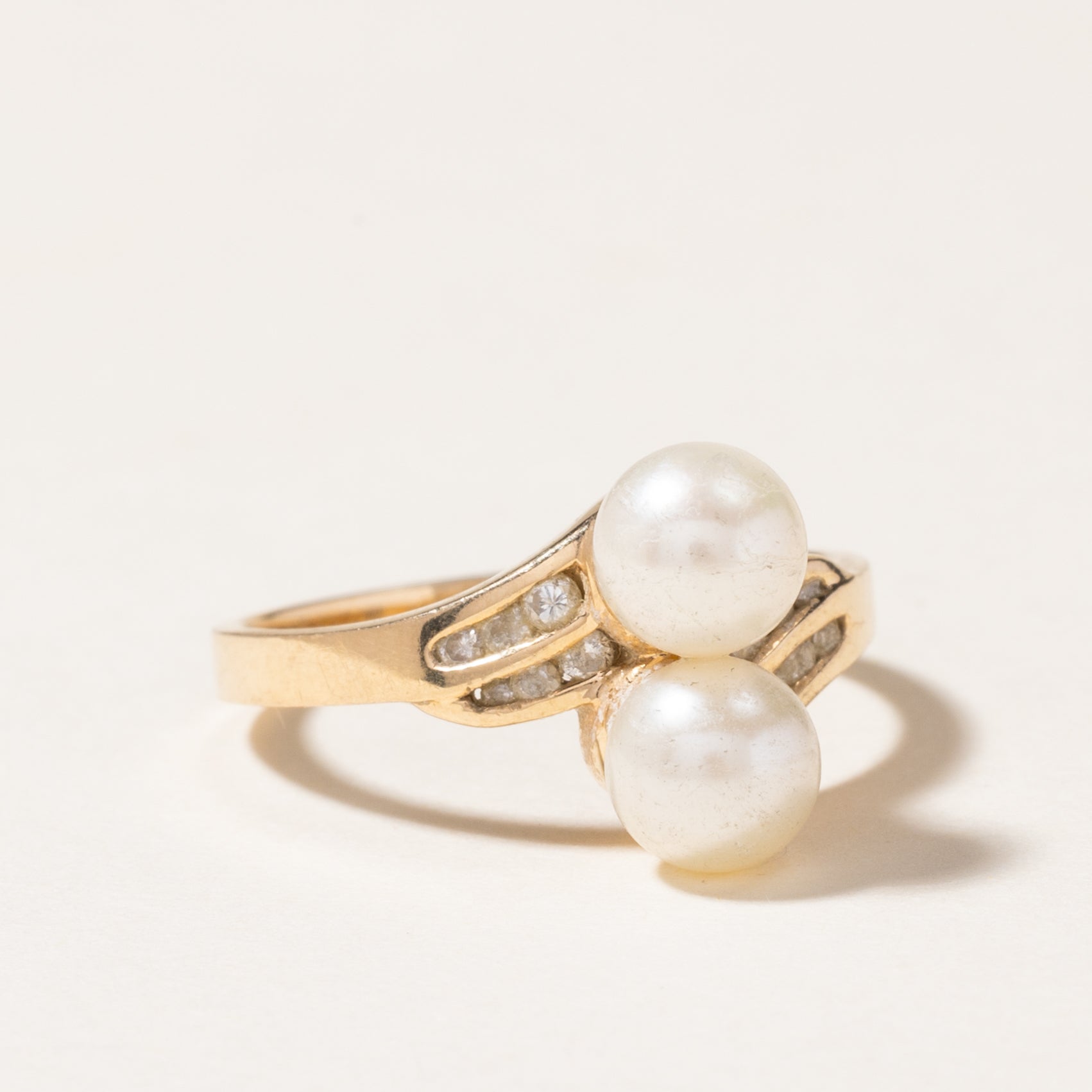 Toi et Moi Pearl & Diamond Ring | SZ 7