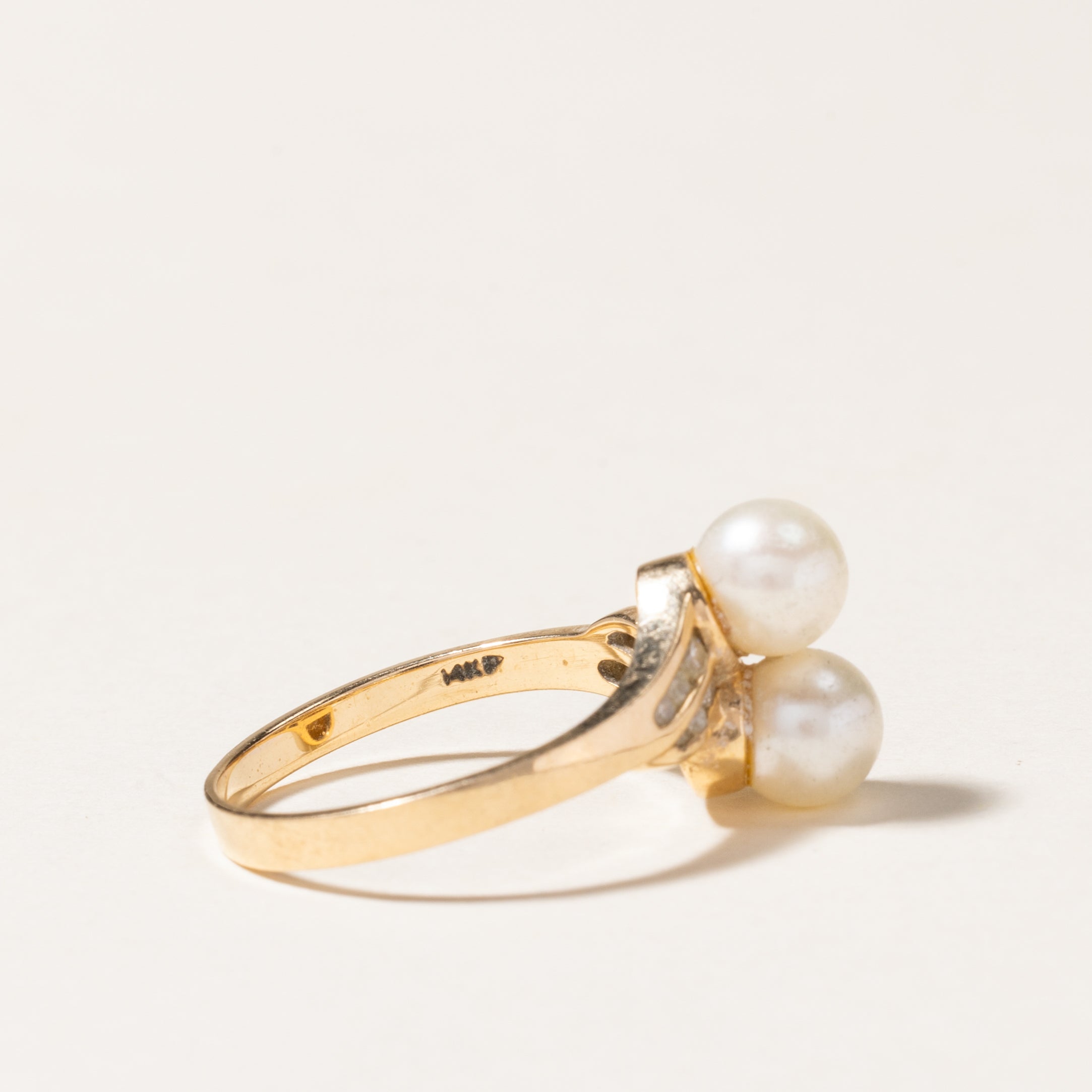 Toi et Moi Pearl & Diamond Ring | SZ 7