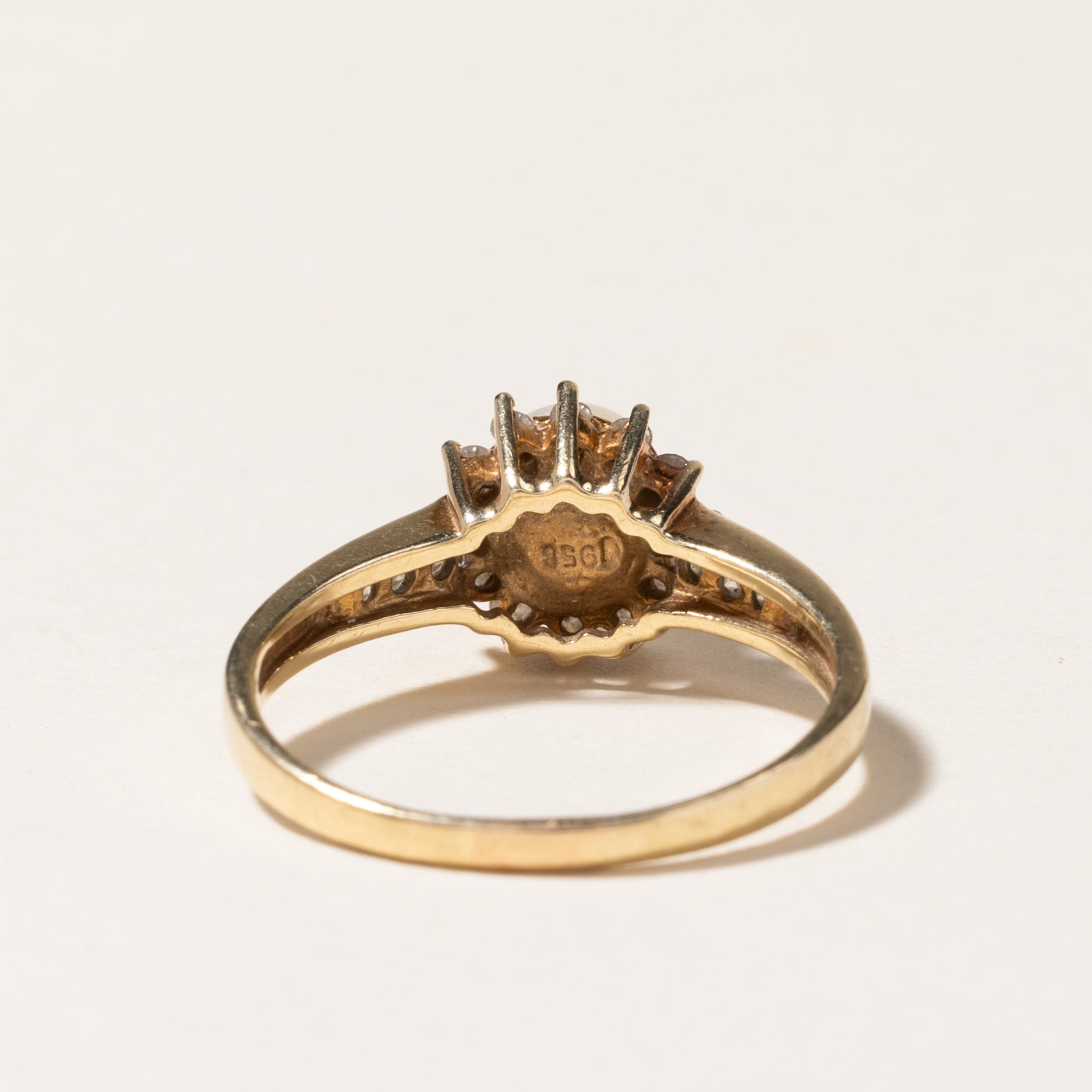 Pearl & Diamond Petal Ring | 6.40mm, 0.18ctw | SZ 8.75