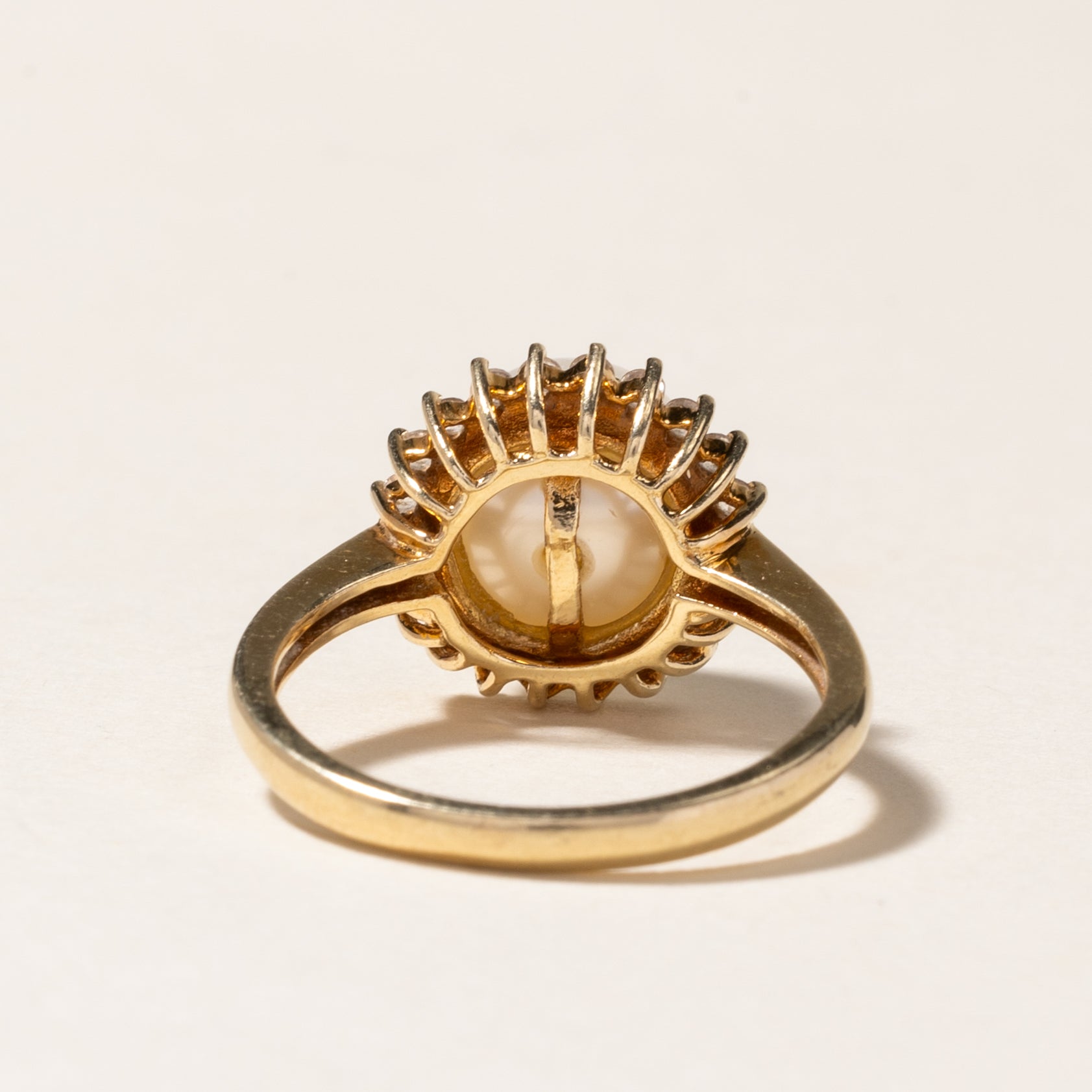 Pearl & White Topaz Petal Ring | 9.00mm, 0.20ctw | SZ 6.75