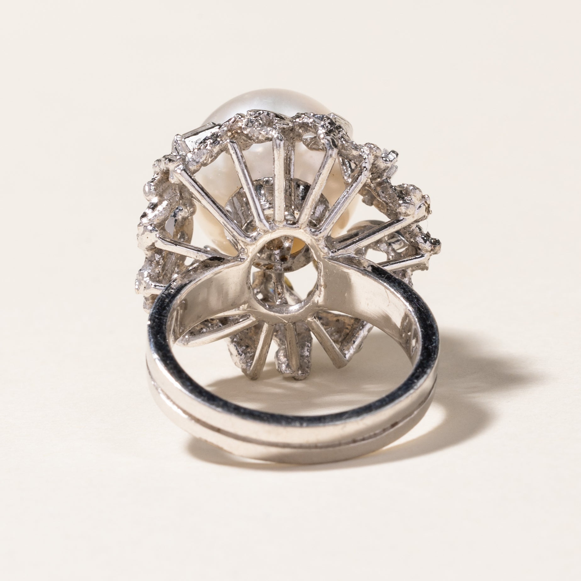 Pearl & Diamond Cocktail Ring | 11.60mm, 0.09ctw | SZ 4.5