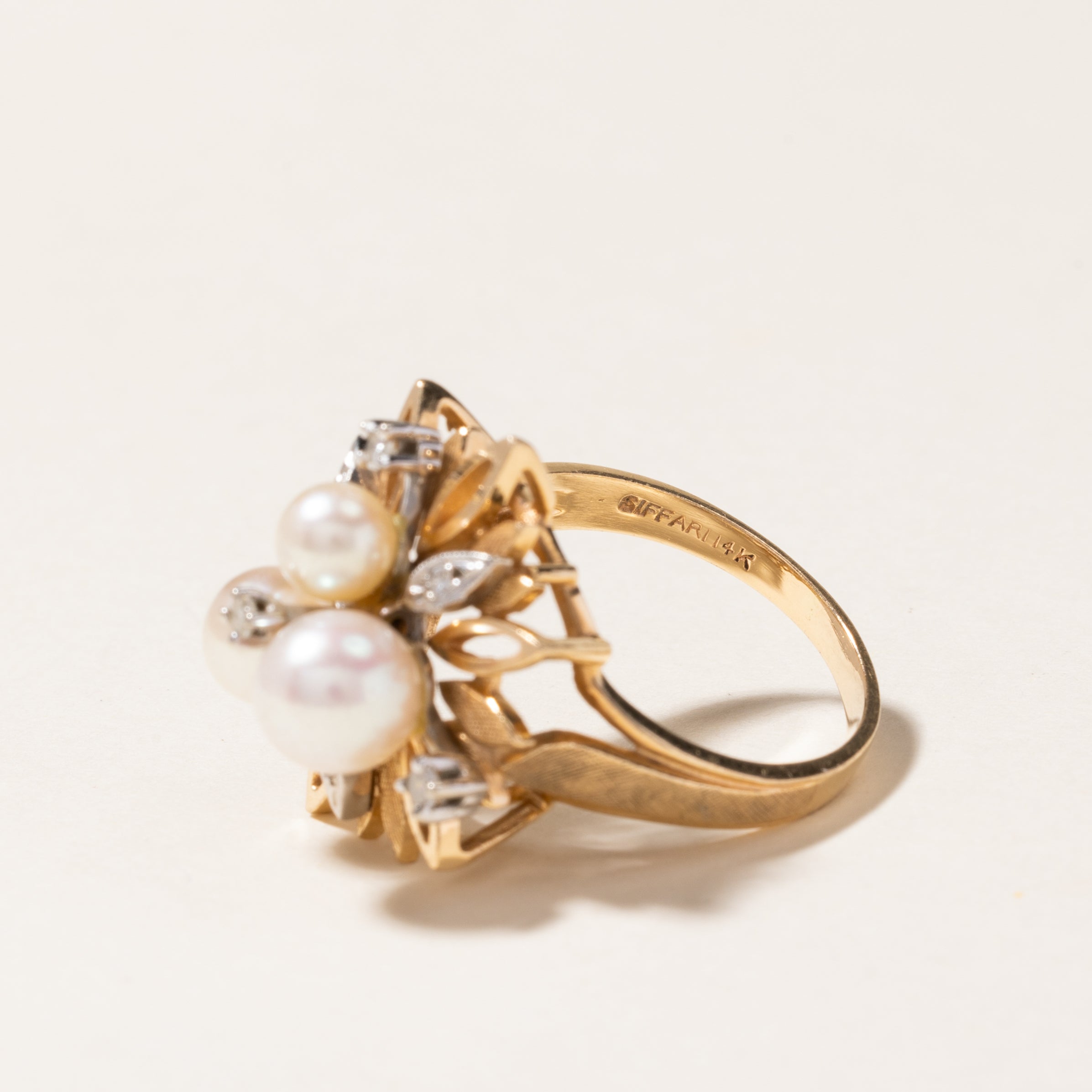 Pearl & Diamond Cocktail Ring | 5.00mm to 6.80mm, 0.10ctw | SZ 8.25