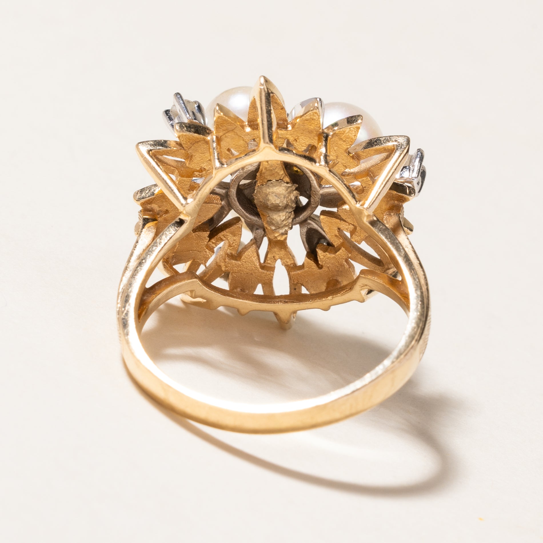 Pearl & Diamond Cocktail Ring | 5.00mm to 6.80mm, 0.10ctw | SZ 8.25