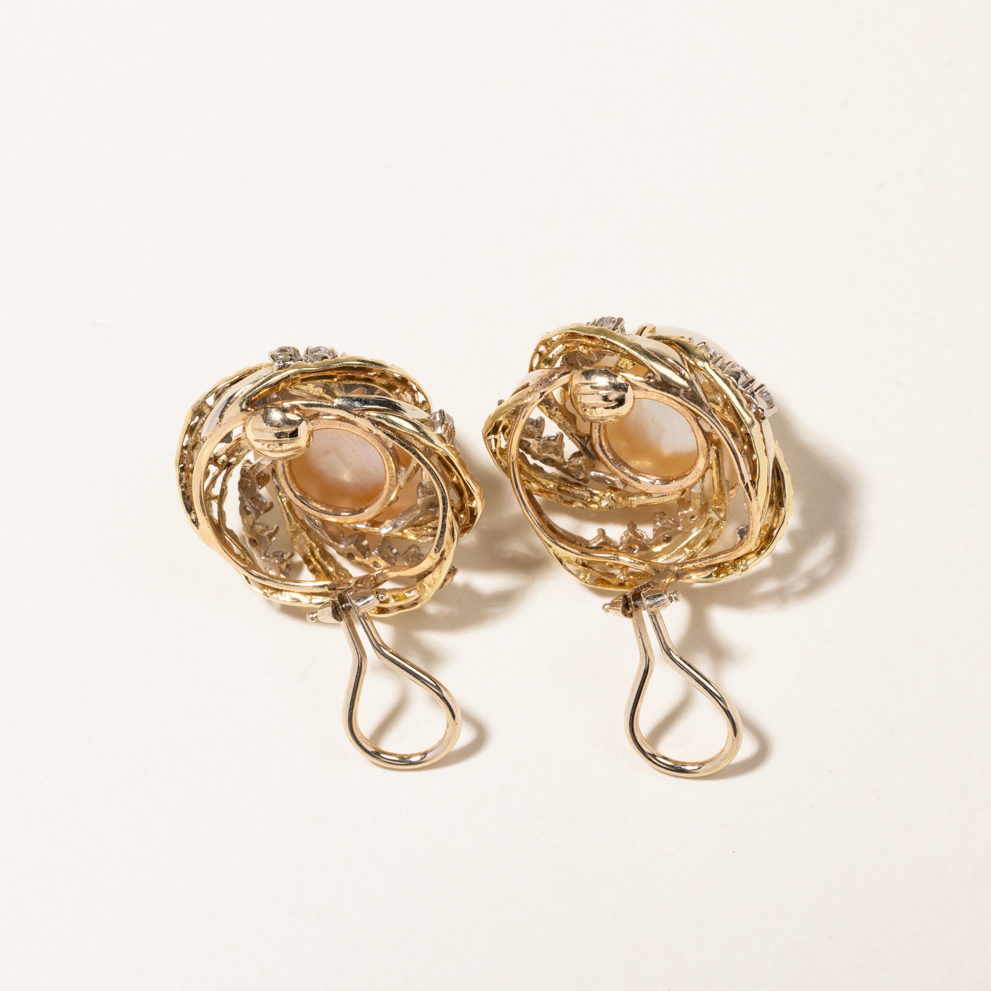 Pearl & Diamond Clip On Earrings | 16.00mm, 2.00ctw