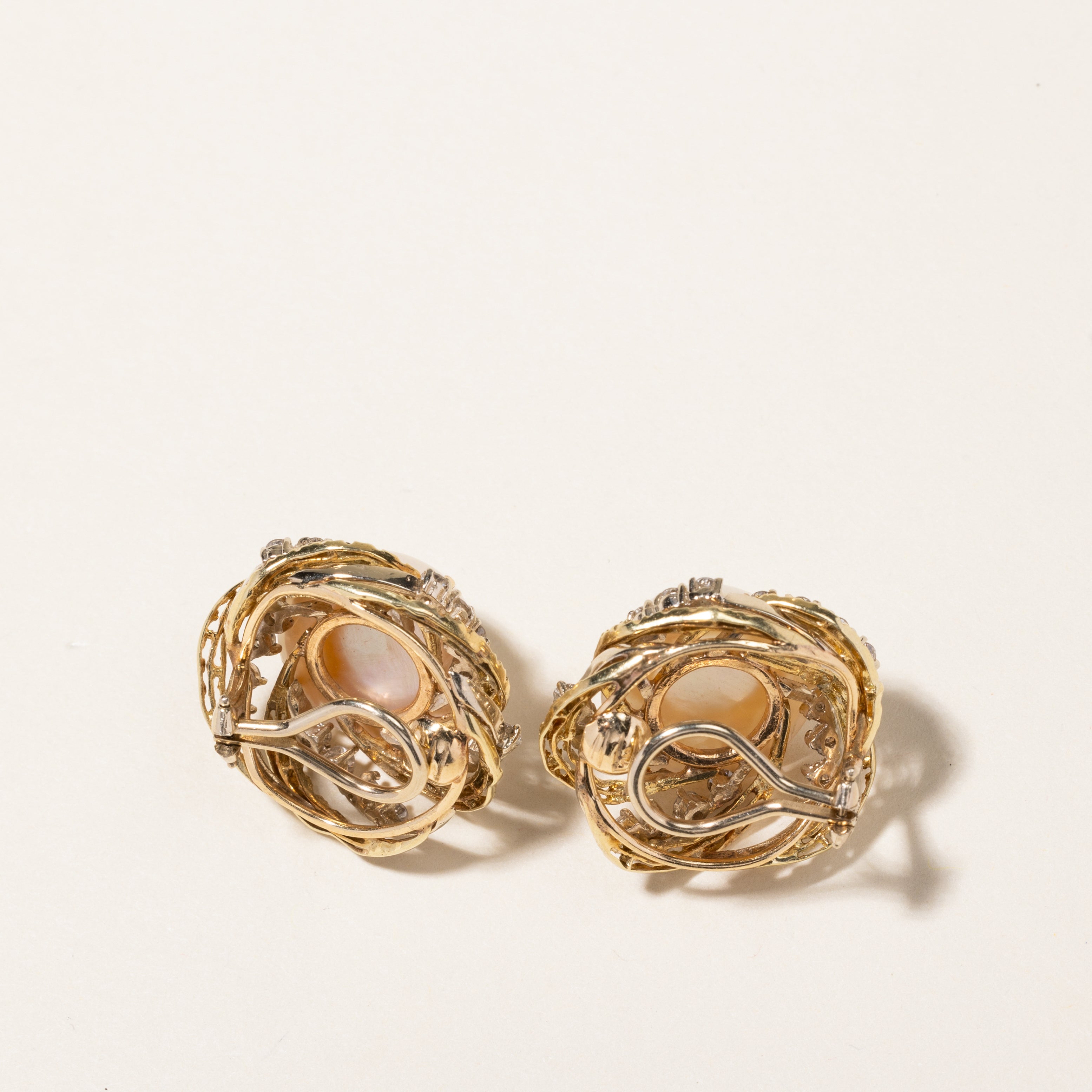Pearl & Diamond Clip On Earrings | 16.00mm, 2.00ctw